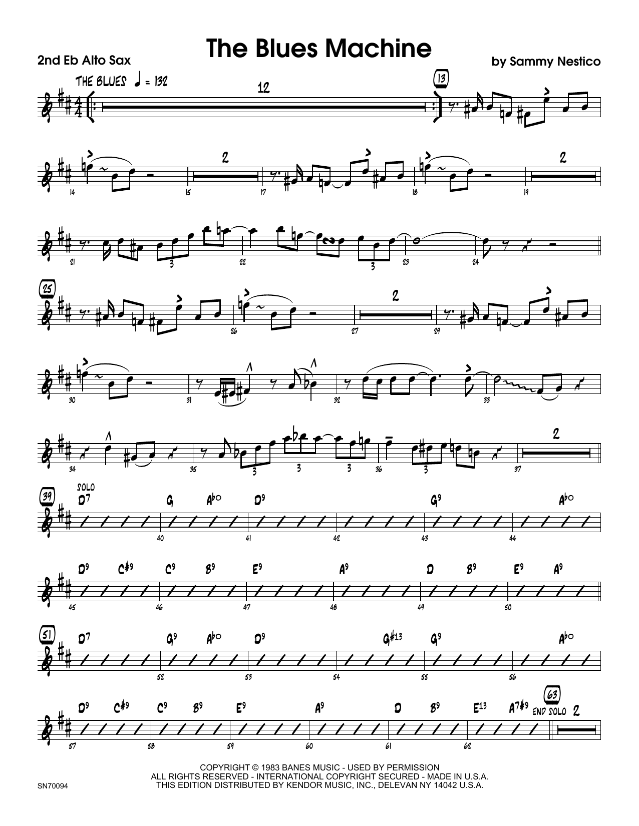 The Blues Machine - 2nd Eb Alto Saxophone (Jazz Ensemble) von Sammy Nestico