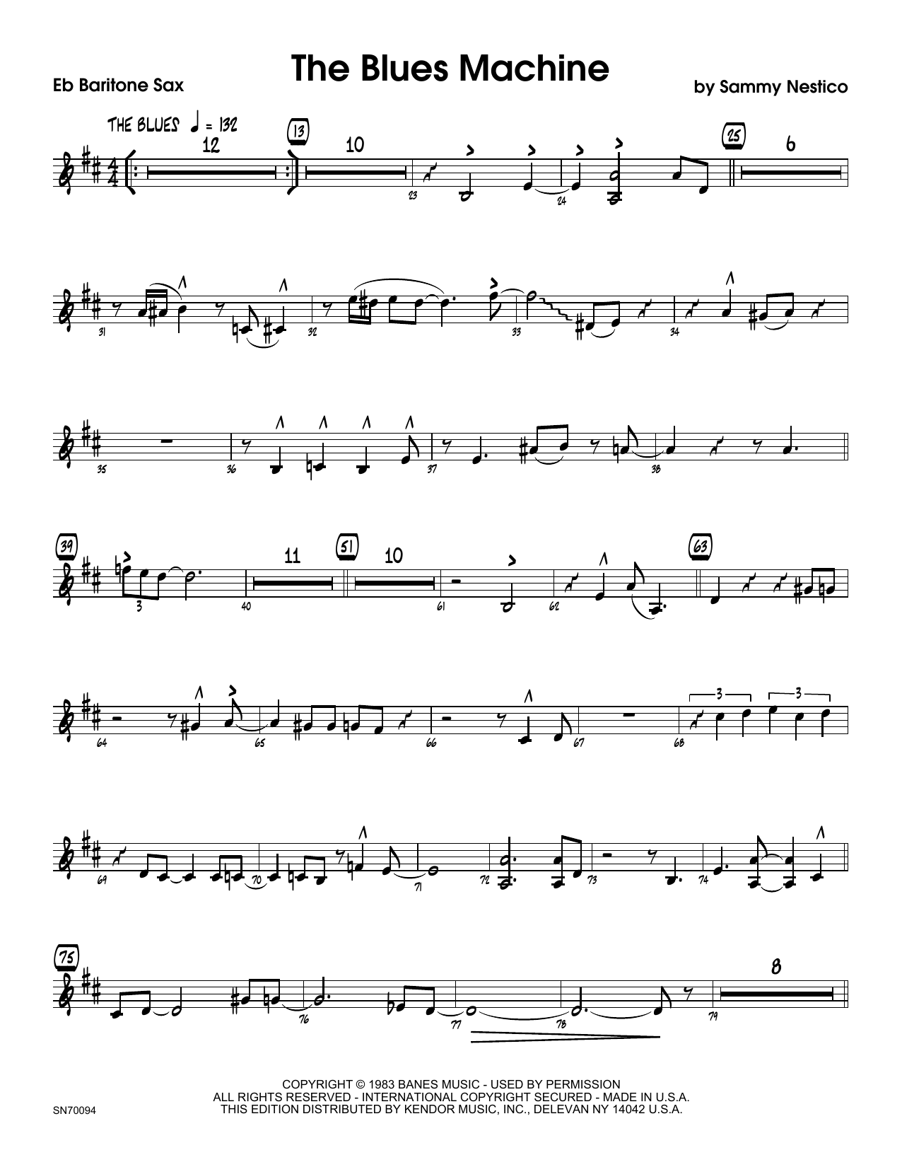 The Blues Machine - Eb Baritone Saxophone (Jazz Ensemble) von Sammy Nestico