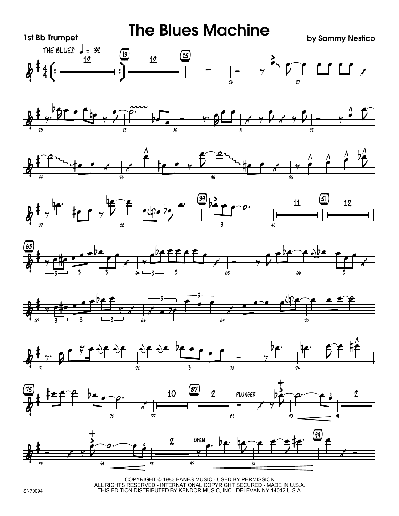 The Blues Machine - 1st Bb Trumpet (Jazz Ensemble) von Sammy Nestico