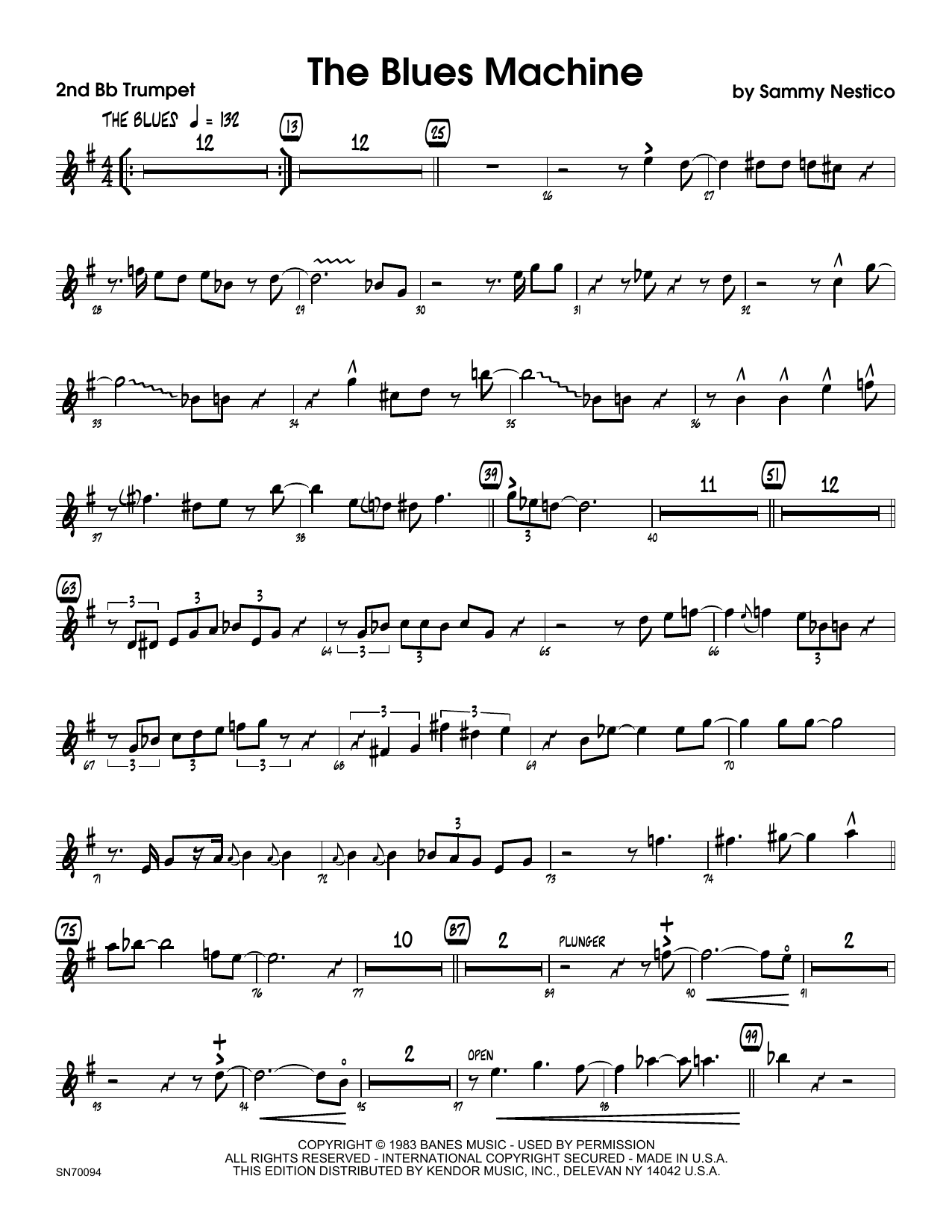The Blues Machine - 2nd Bb Trumpet (Jazz Ensemble) von Sammy Nestico