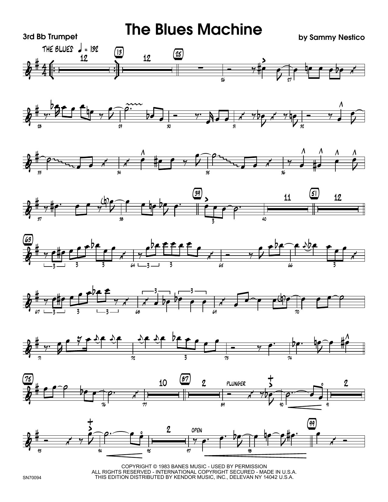 The Blues Machine - 3rd Bb Trumpet (Jazz Ensemble) von Sammy Nestico