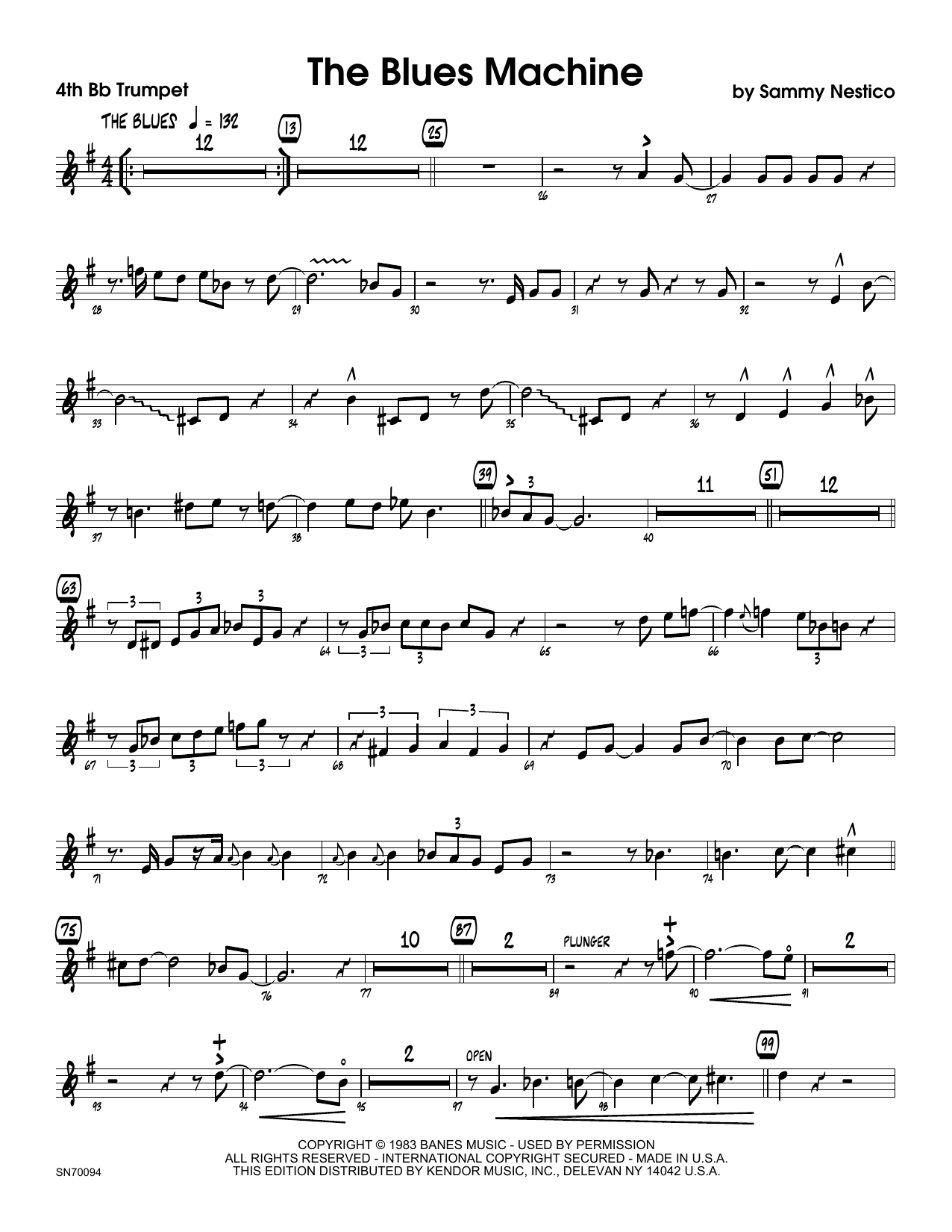 The Blues Machine - 4th Bb Trumpet (Jazz Ensemble) von Sammy Nestico