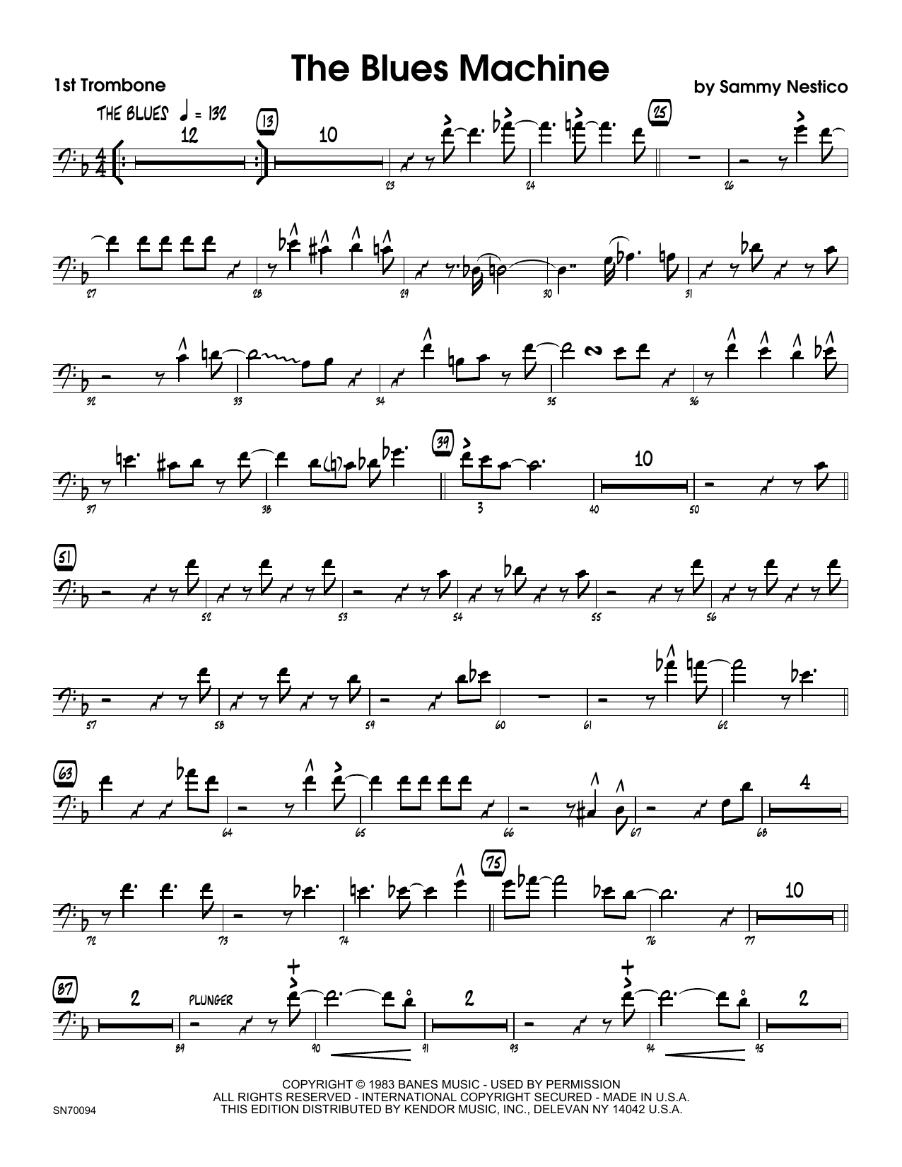 The Blues Machine - 1st Trombone (Jazz Ensemble) von Sammy Nestico