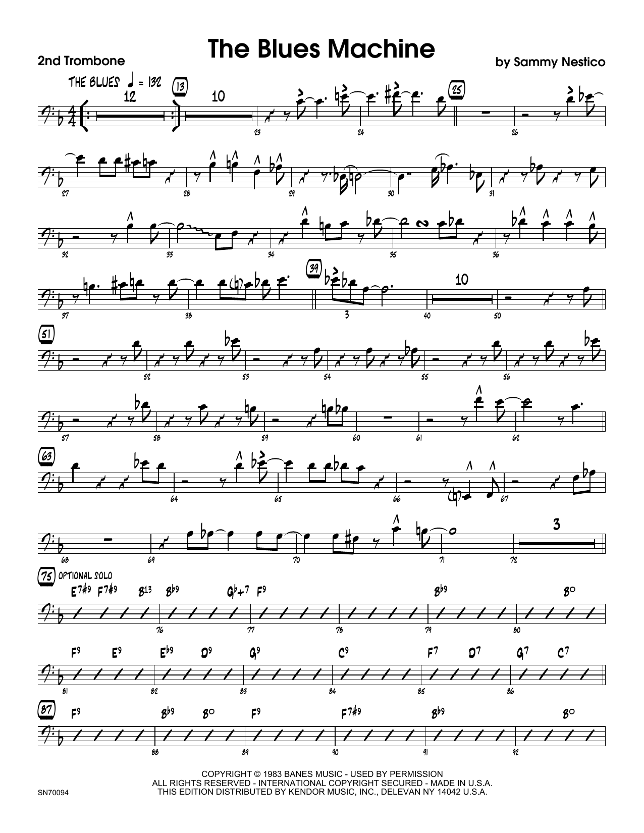 The Blues Machine - 2nd Trombone (Jazz Ensemble) von Sammy Nestico