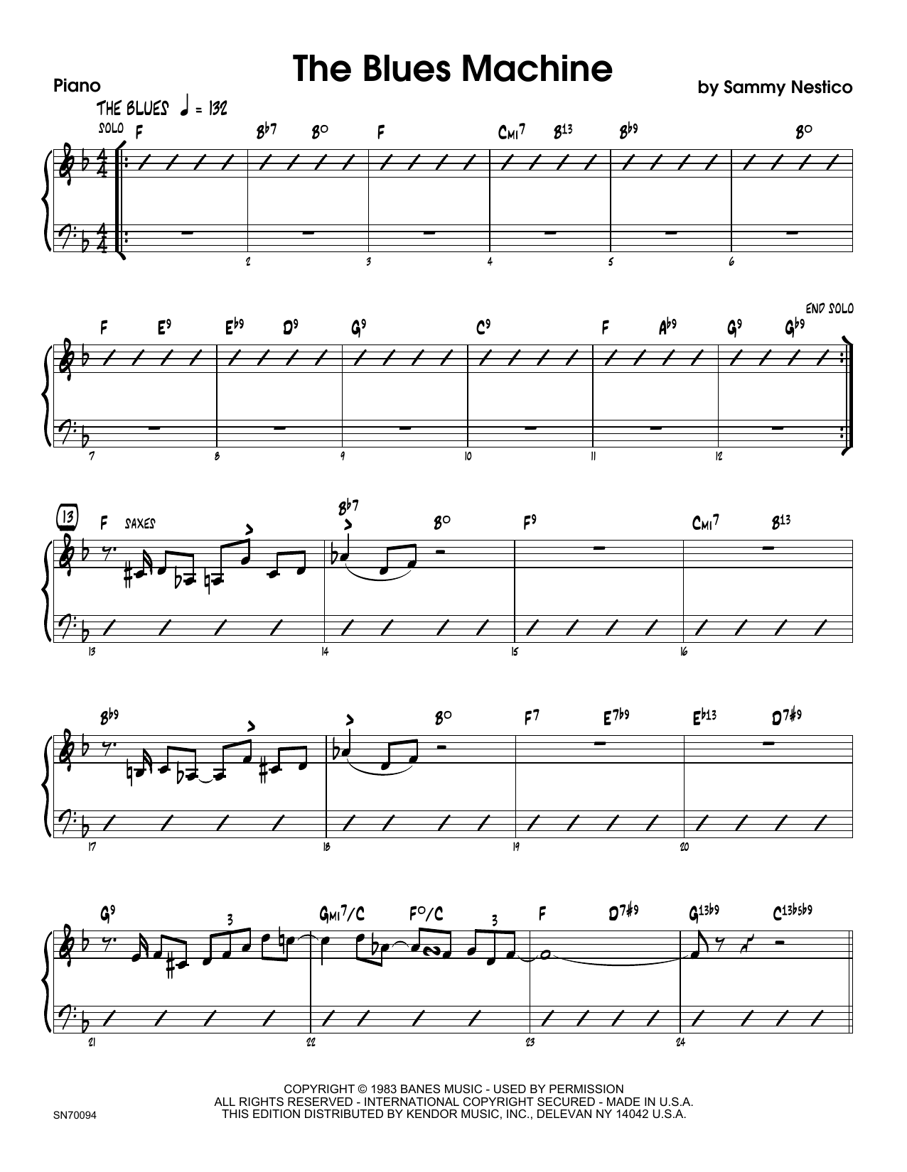 The Blues Machine - Piano (Jazz Ensemble) von Sammy Nestico