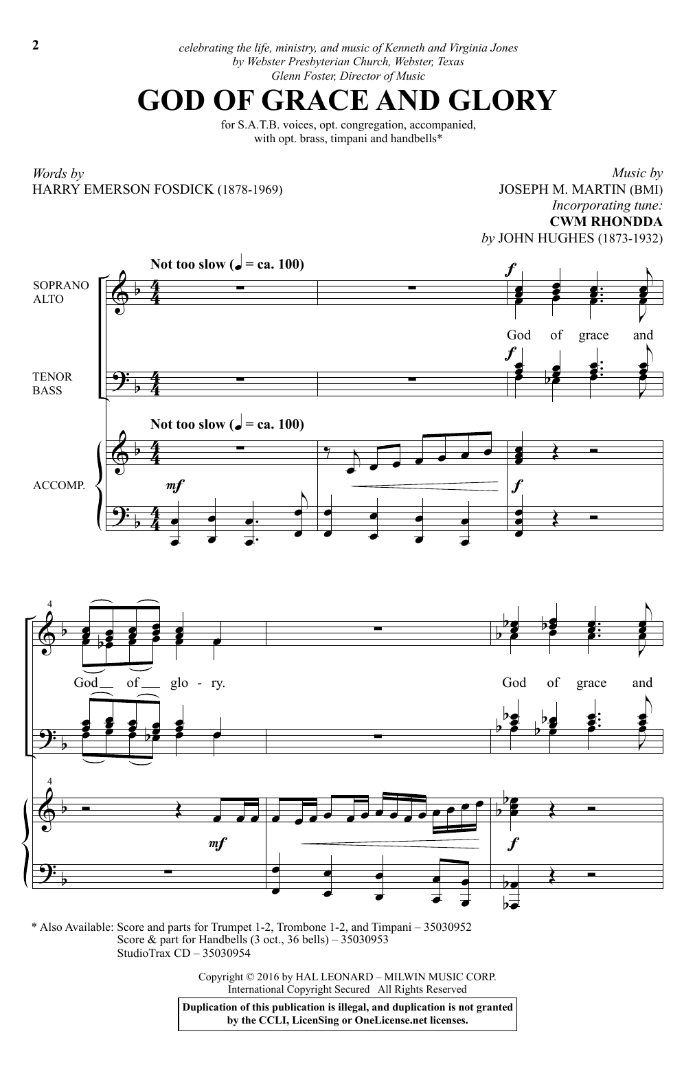 God Of Grace And Glory (SATB Choir) von Joseph M. Martin