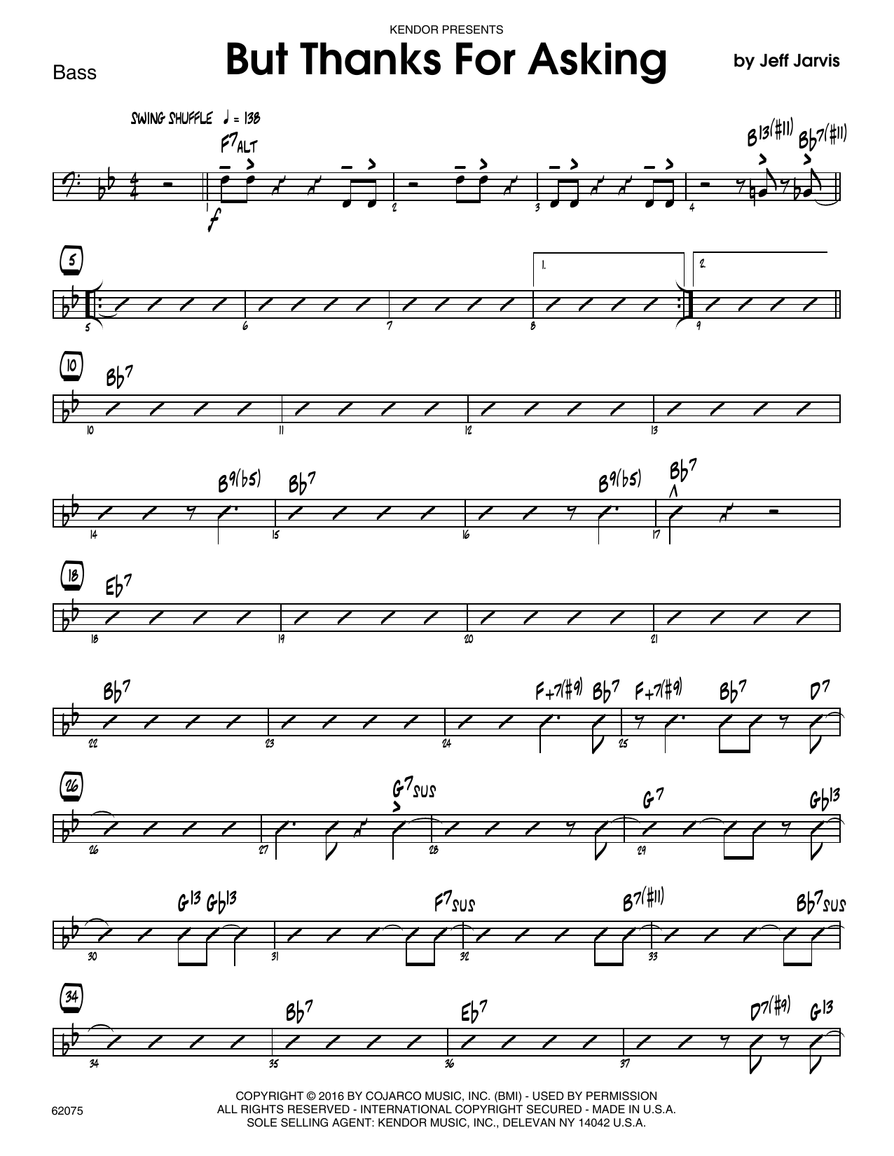 But Thanks For Asking - Bass (Jazz Ensemble) von Jeff Jarvis