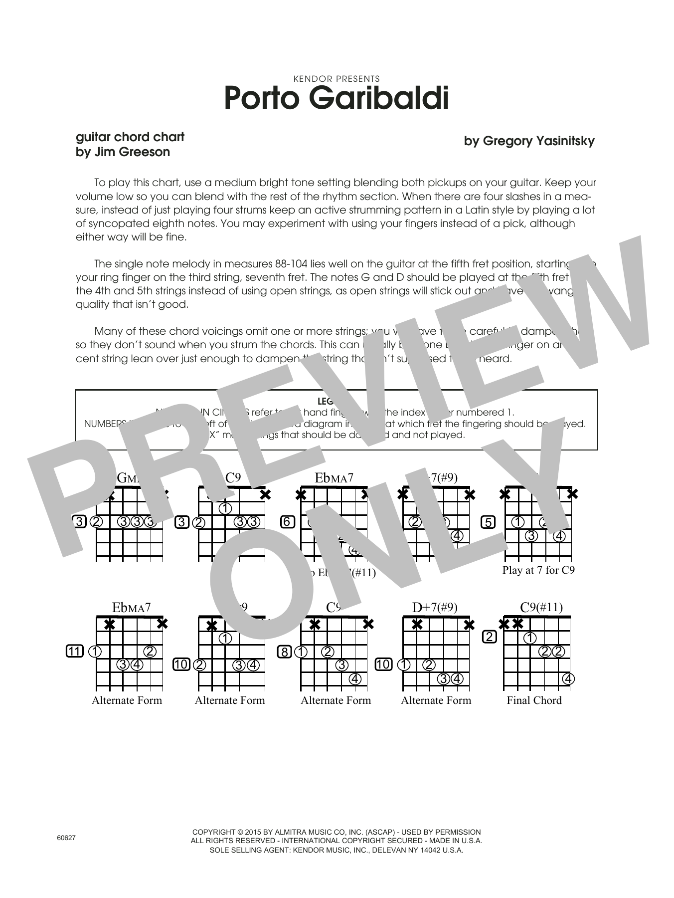 Porto Garibaldi - Guitar Chord Chart (Jazz Ensemble) von Gregory Yasinitsky