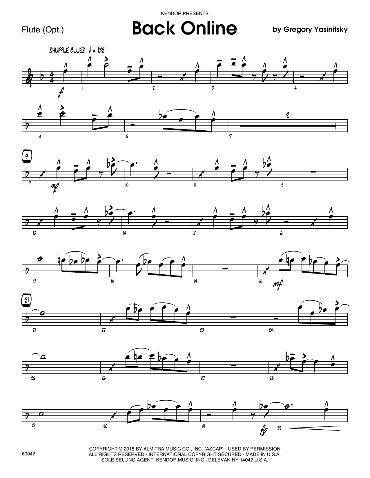 Back Online - Flute (Jazz Ensemble) von Gregory Yasinitsky
