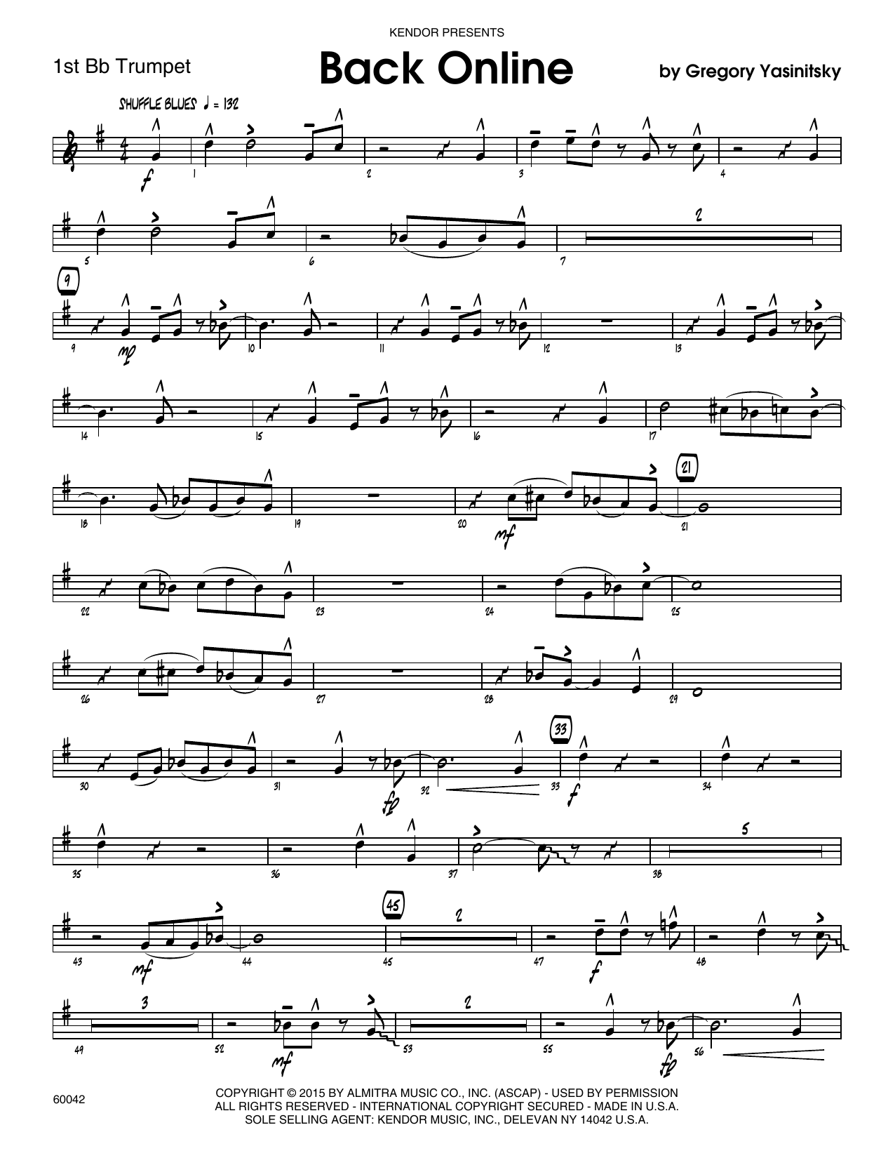 Back Online - 1st Bb Trumpet (Jazz Ensemble) von Gregory Yasinitsky