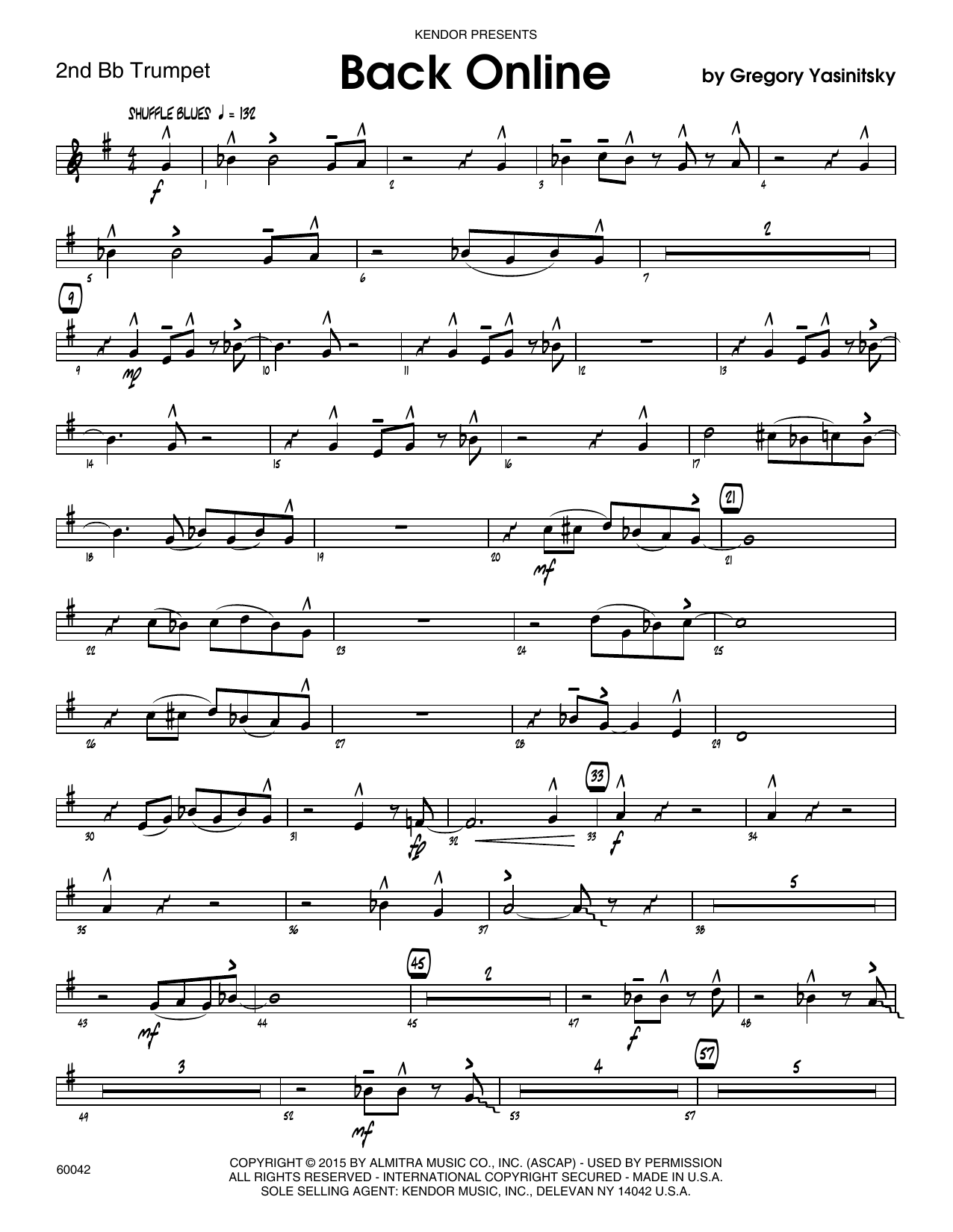 Back Online - 2nd Bb Trumpet (Jazz Ensemble) von Gregory Yasinitsky