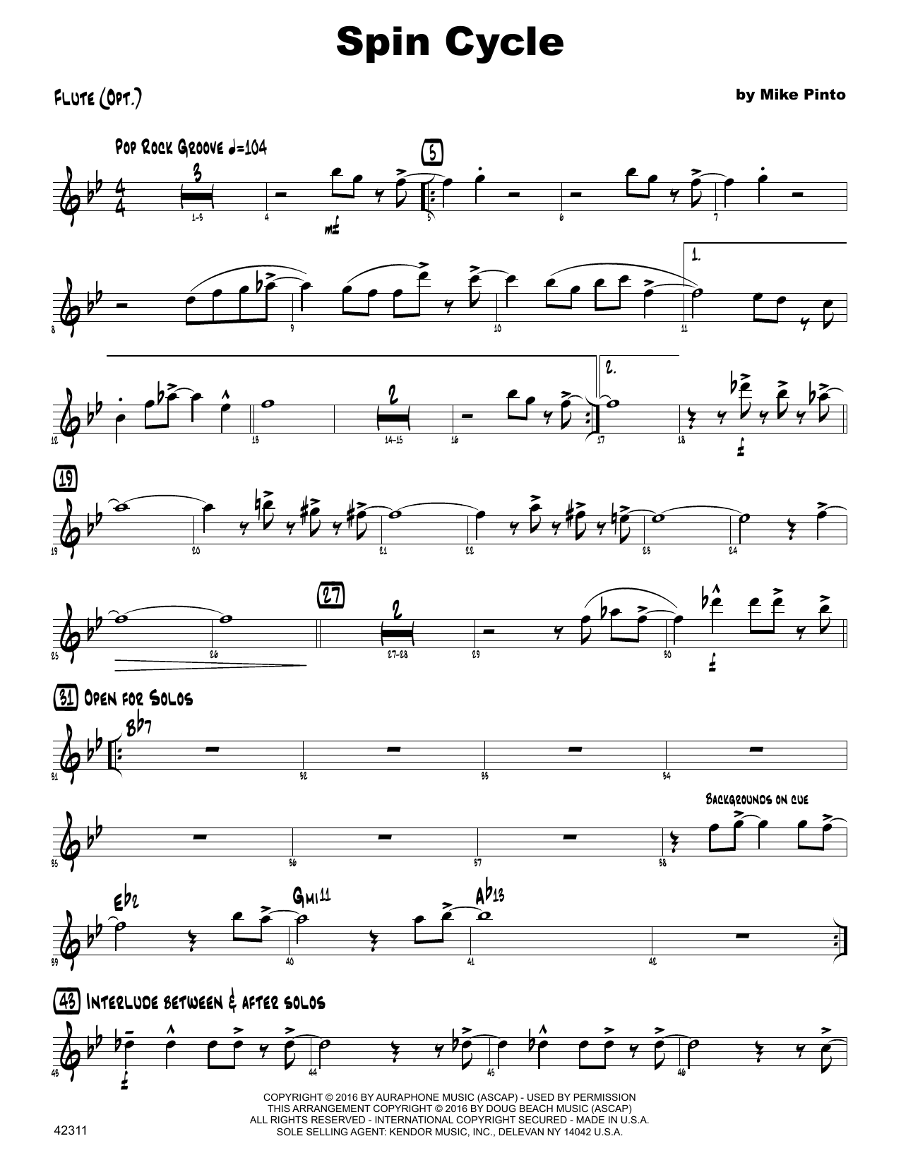 Spin Cycle - Flute (Jazz Ensemble) von Mike Pinto