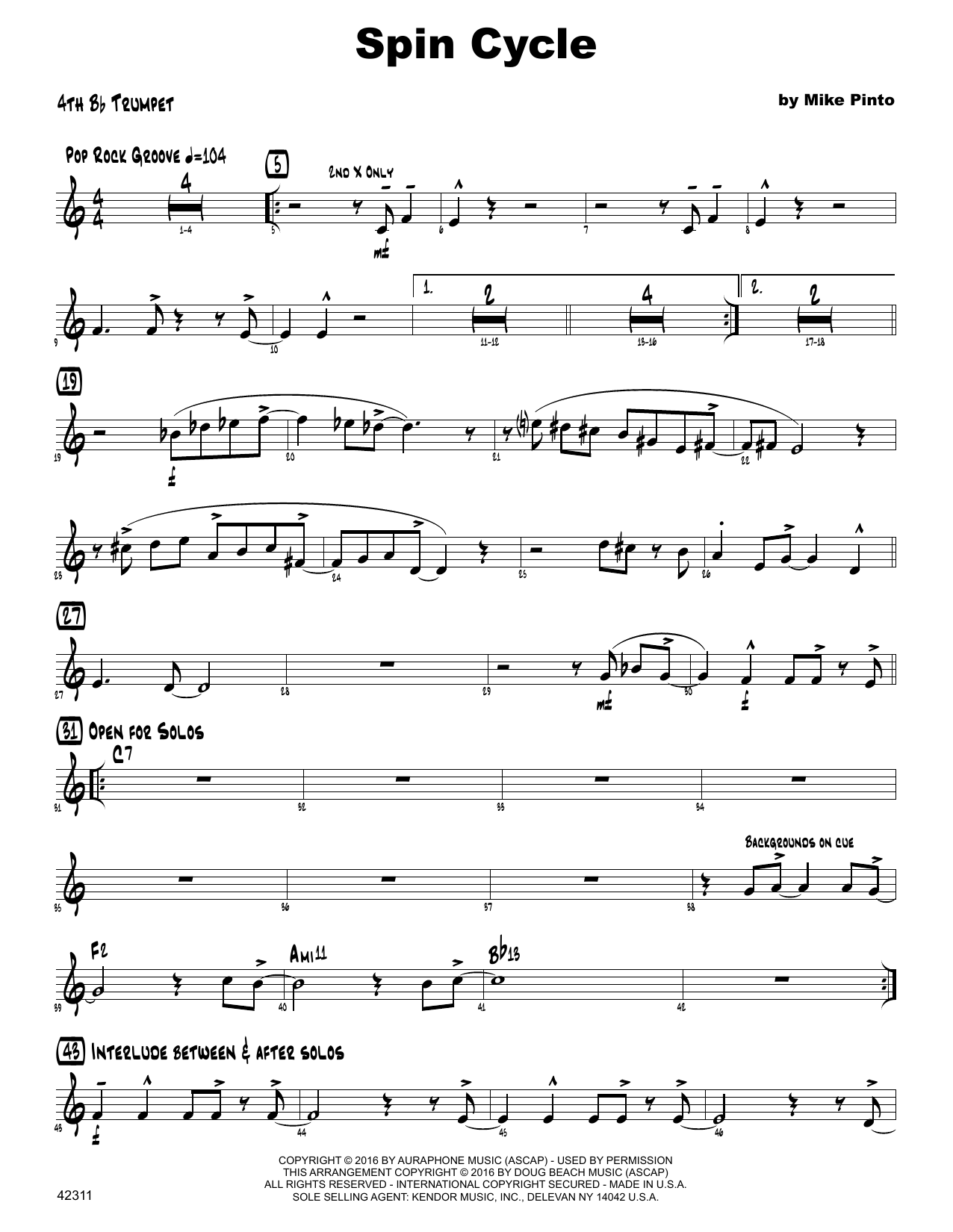 Spin Cycle - 4th Bb Trumpet (Jazz Ensemble) von Mike Pinto