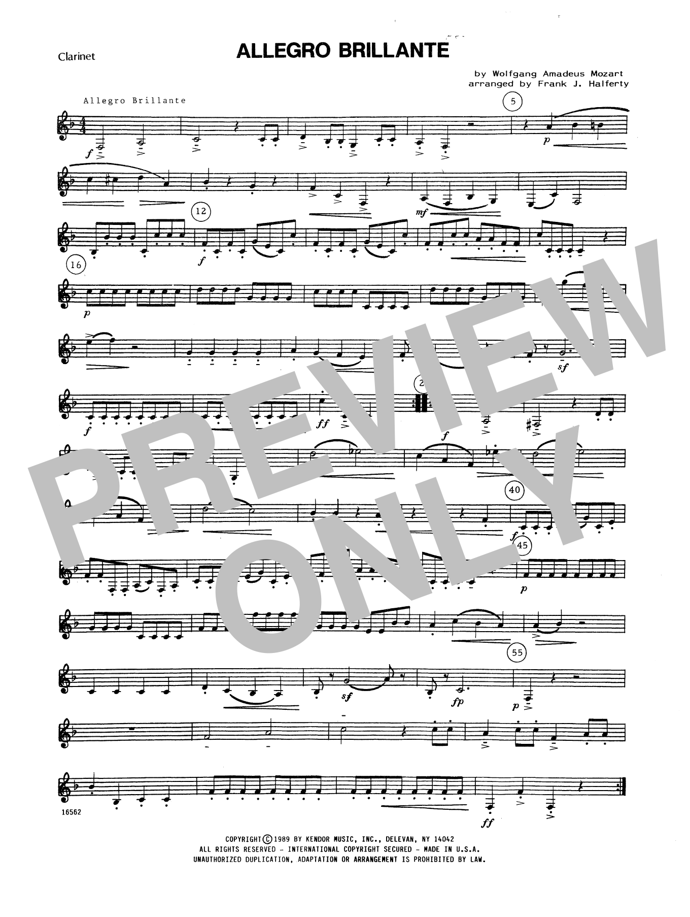 Allegro Brillante - Bb Clarinet (Woodwind Ensemble) von Frank J. Halferty
