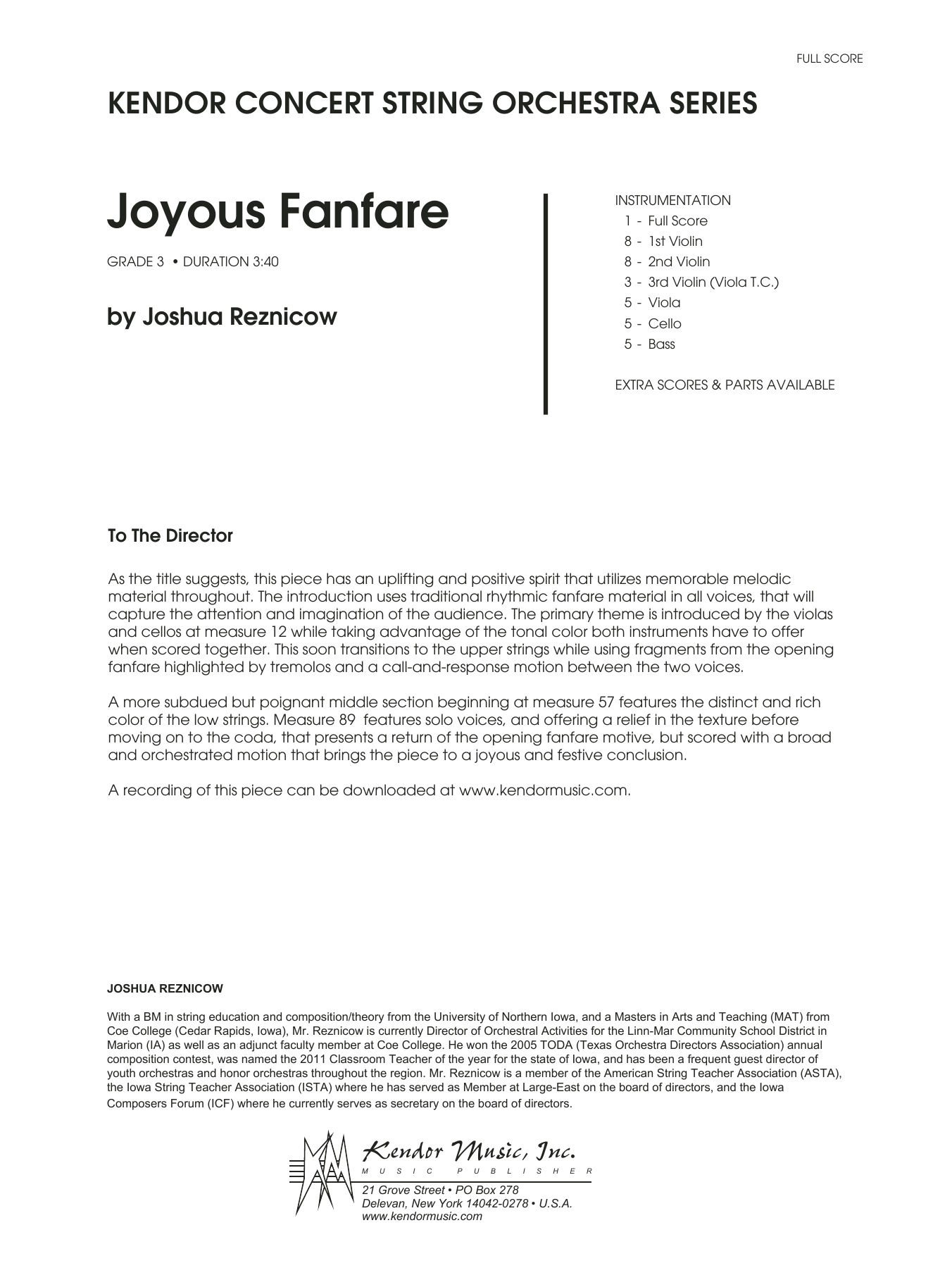 Joyous Fanfare - Full Score (Orchestra) von Joshua Reznicow