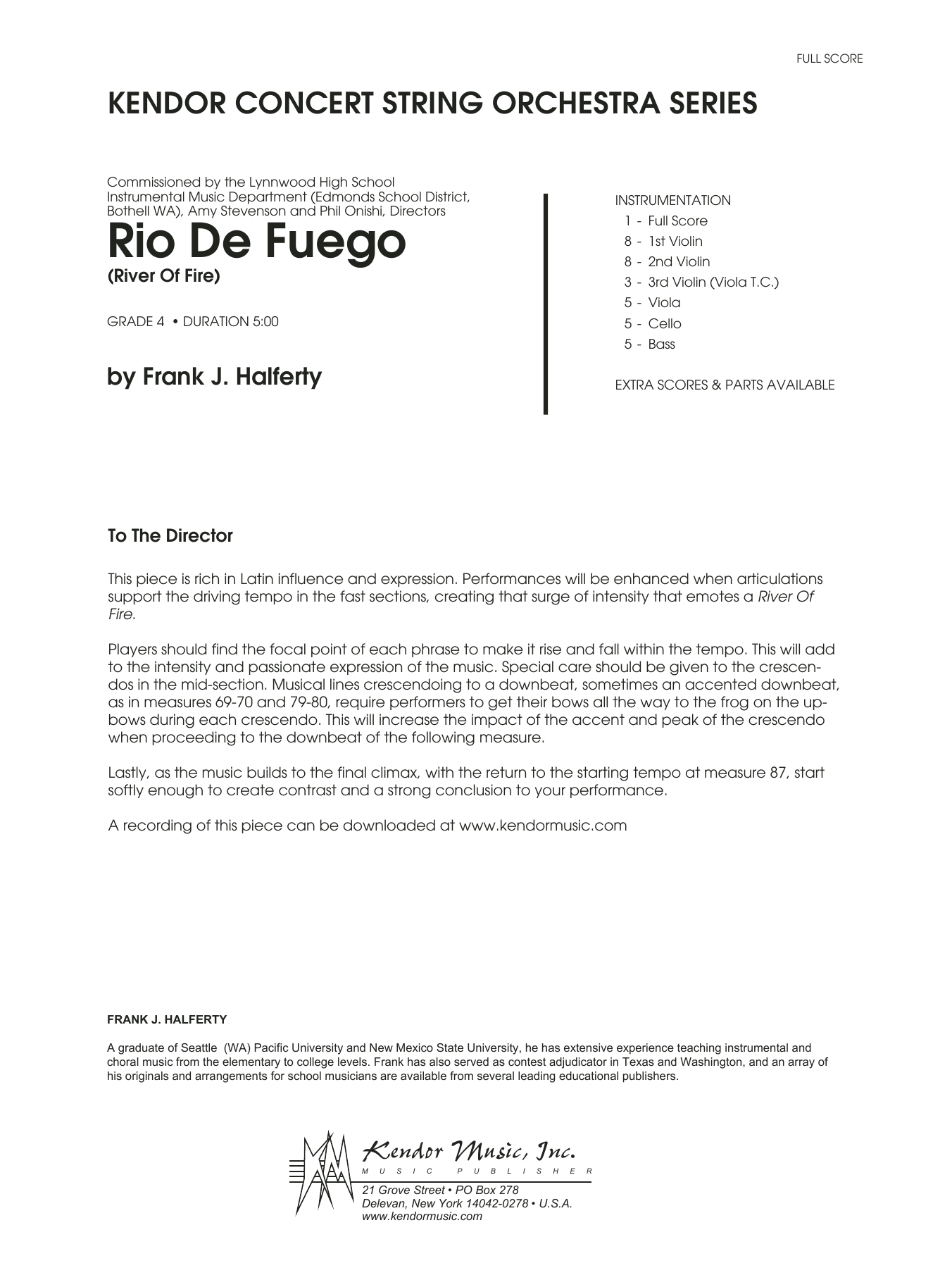 Rio De Fuego (River Of Fire) - Full Score (Orchestra) von Frank J. Halferty