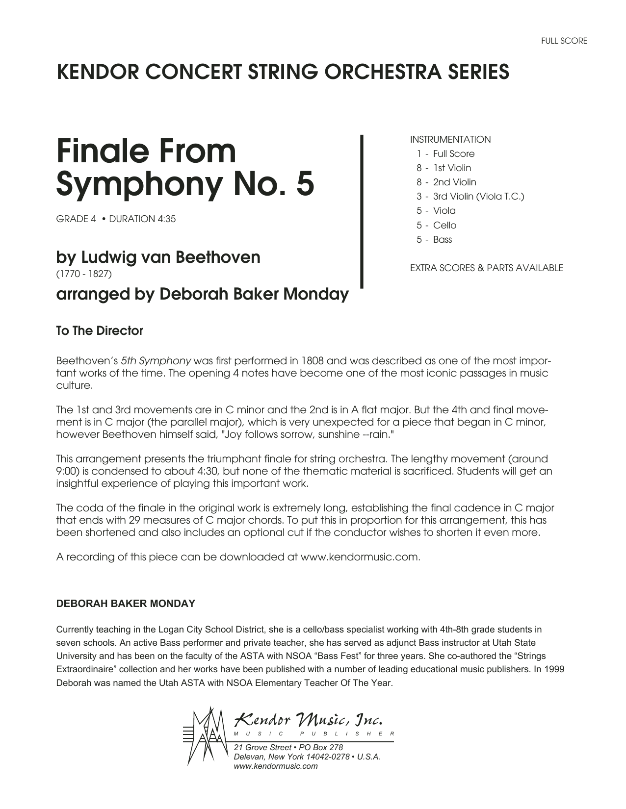 Finale from Symphony No. 5 - Full Score (Orchestra) von Deborah Baker Monday