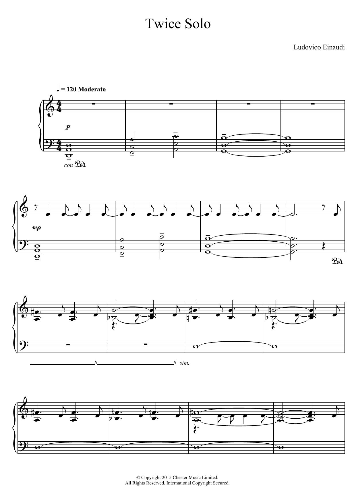 Twice Solo (Piano Solo) von Ludovico Einaudi