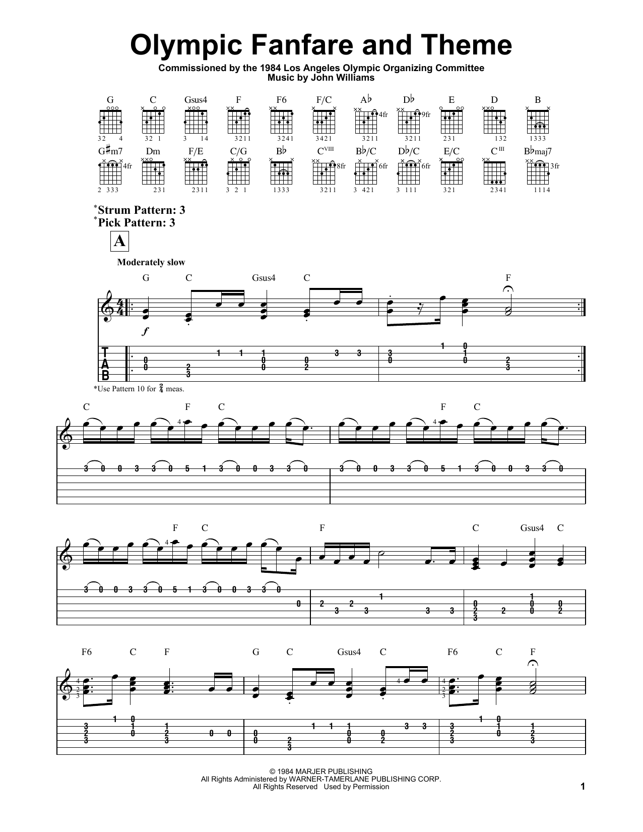 Olympic Fanfare And Theme (Easy Guitar Tab) von John Williams