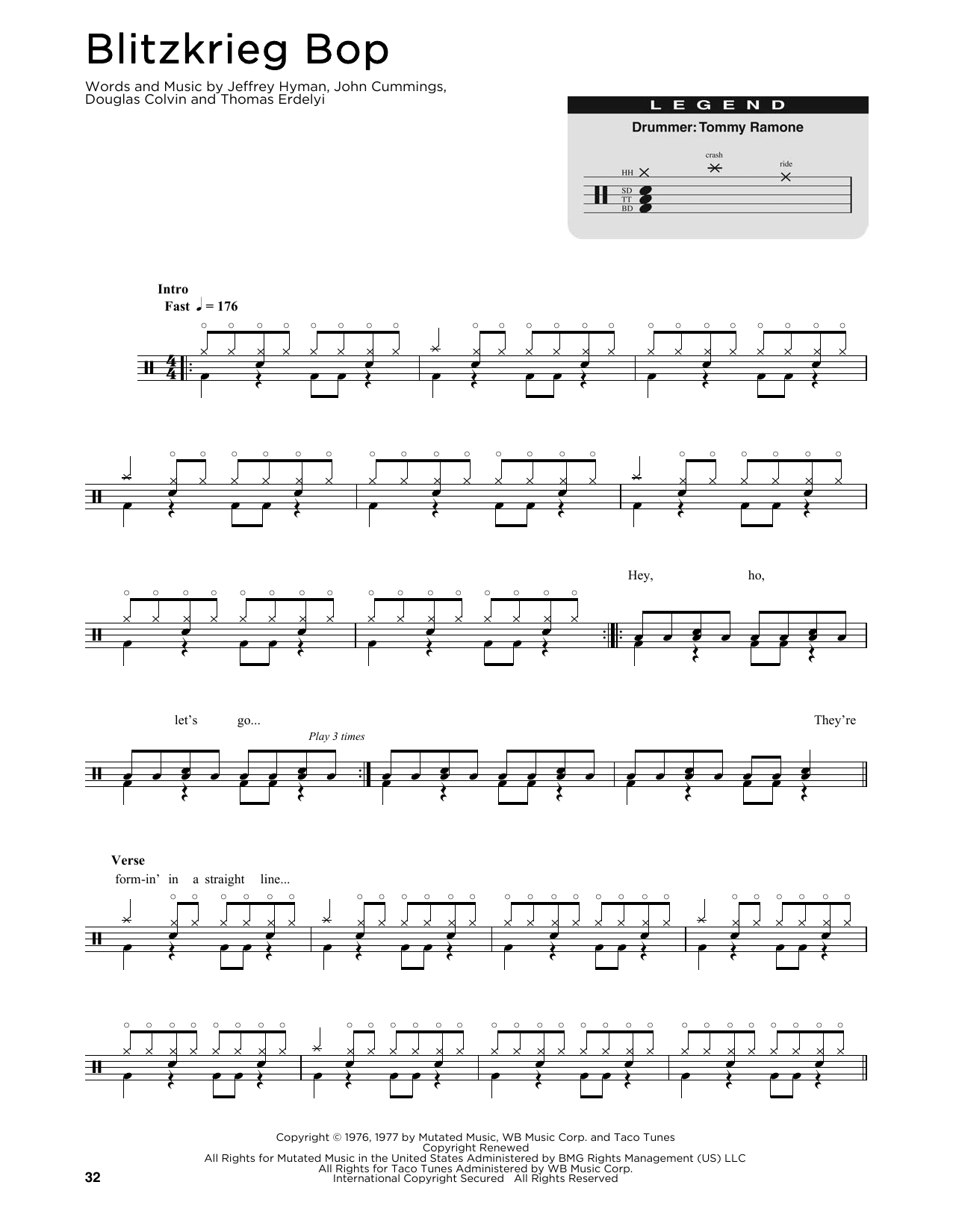 Blitzkrieg Bop (Drum Chart) von Ramones