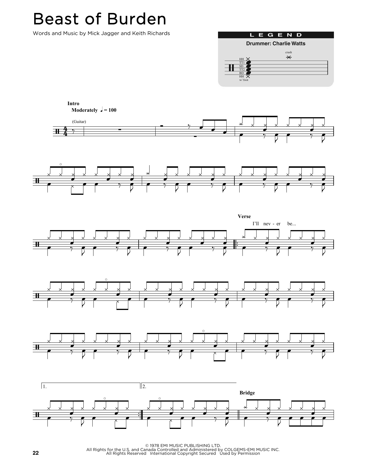 Beast Of Burden (Drum Chart) von The Rolling Stones