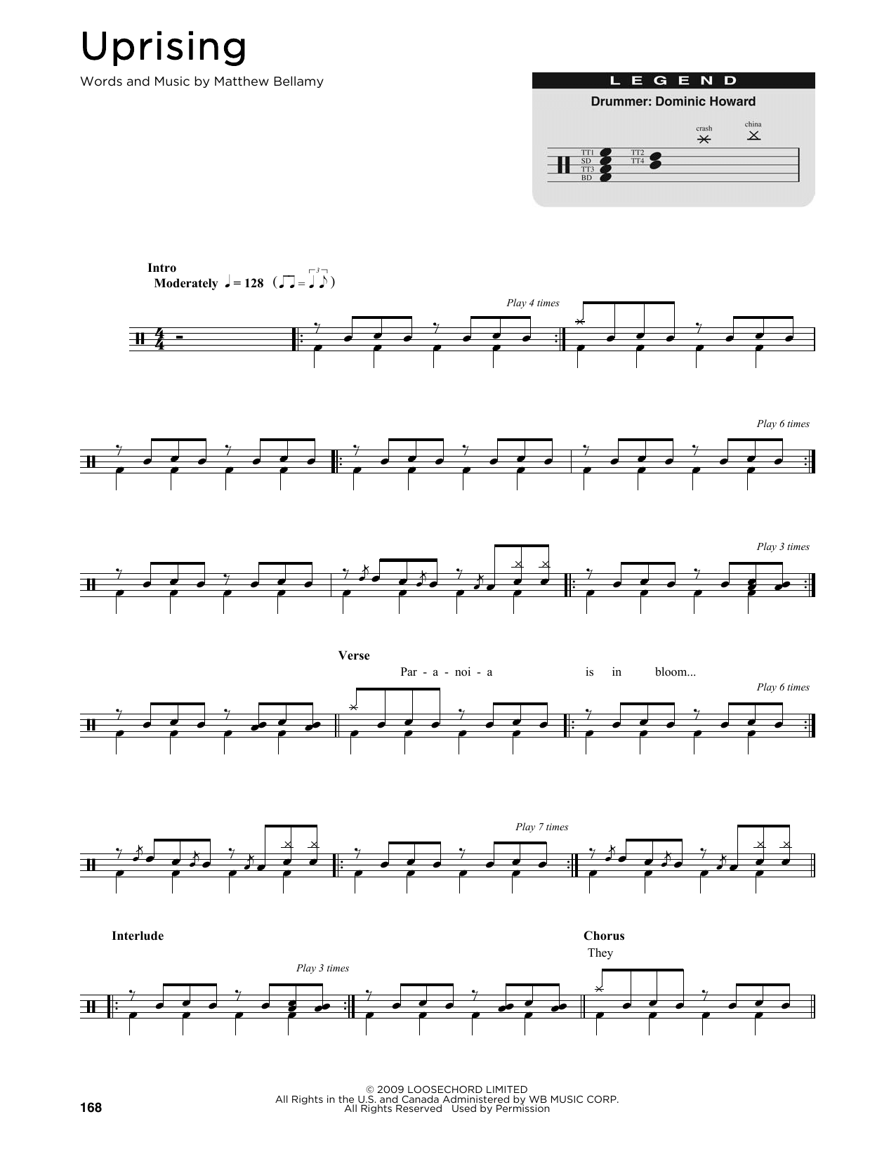 Uprising (Drum Chart) von Muse