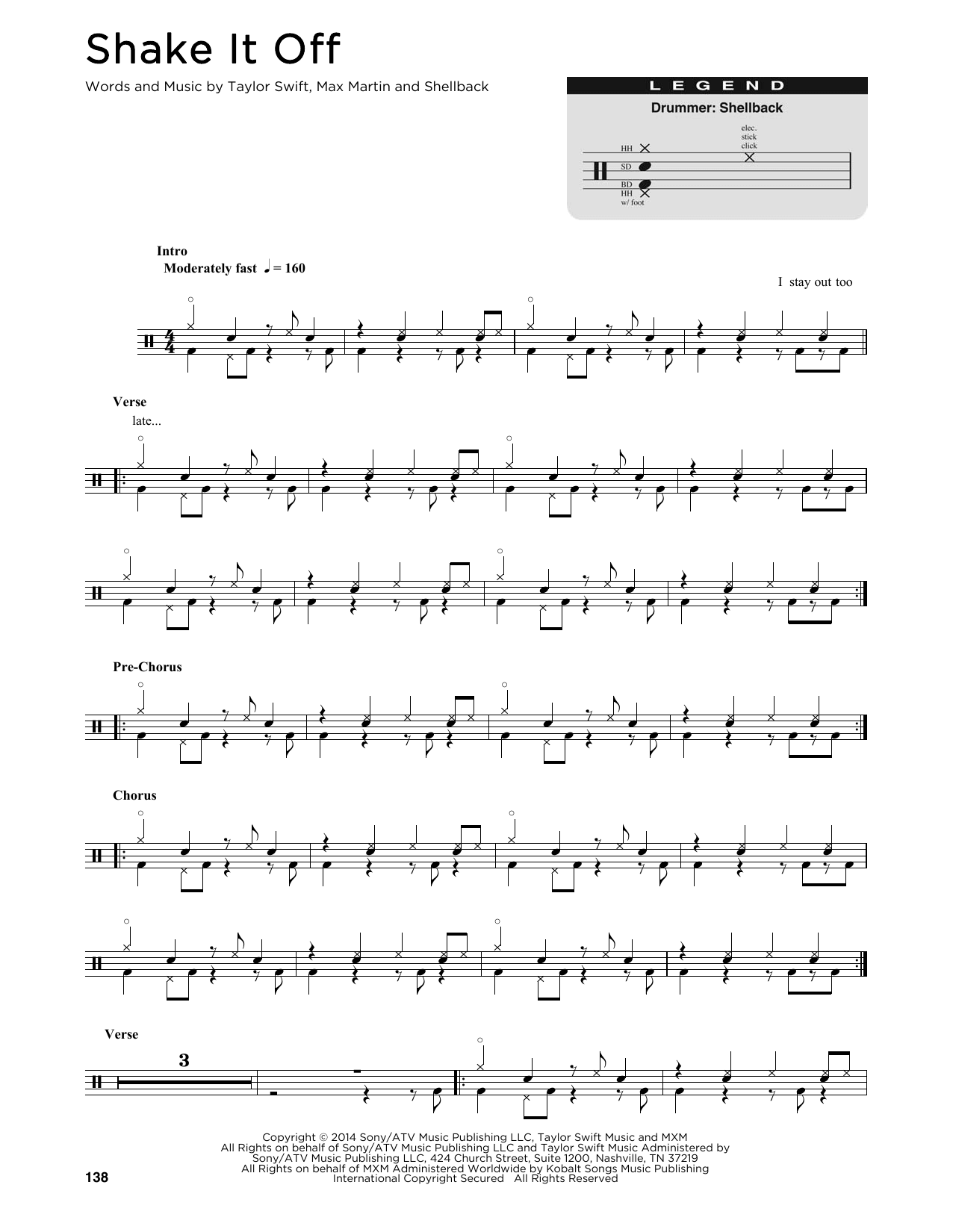 Shake It Off (Drum Chart) von Taylor Swift