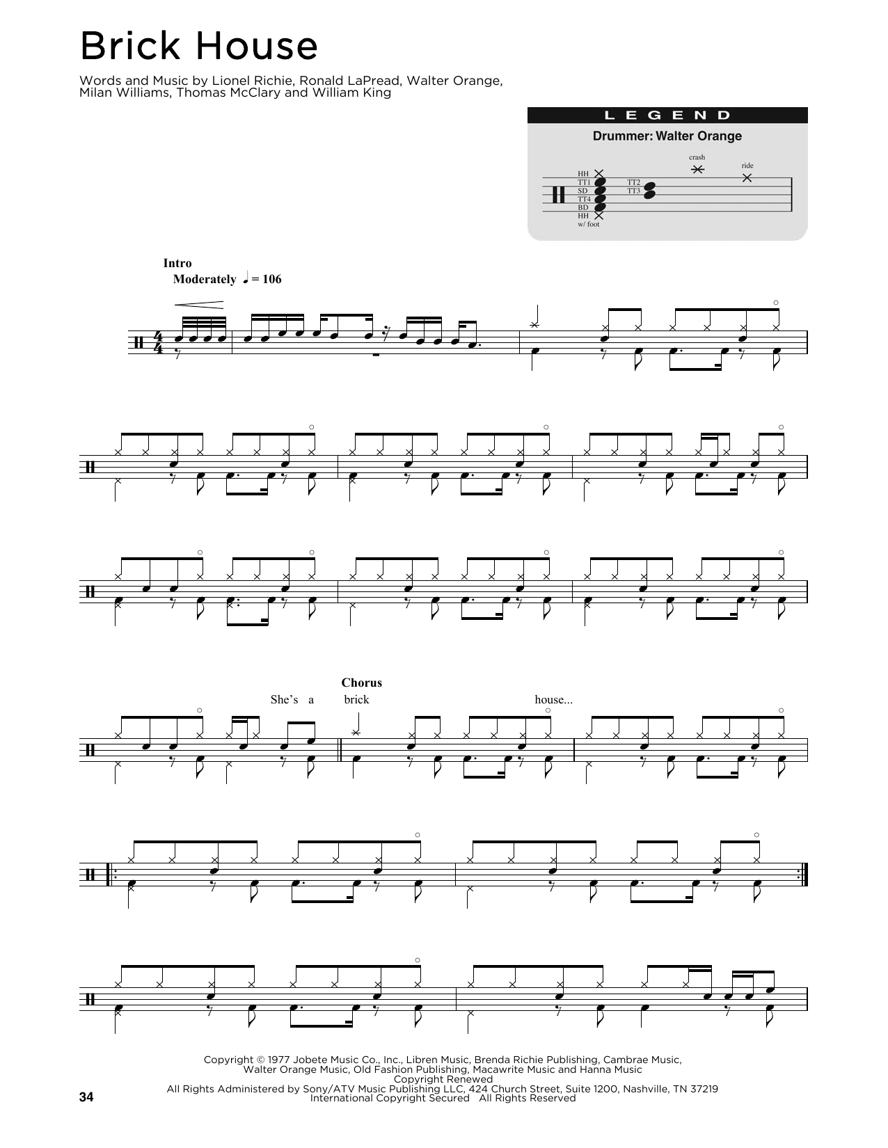 Brick House (Drum Chart) von Commodores