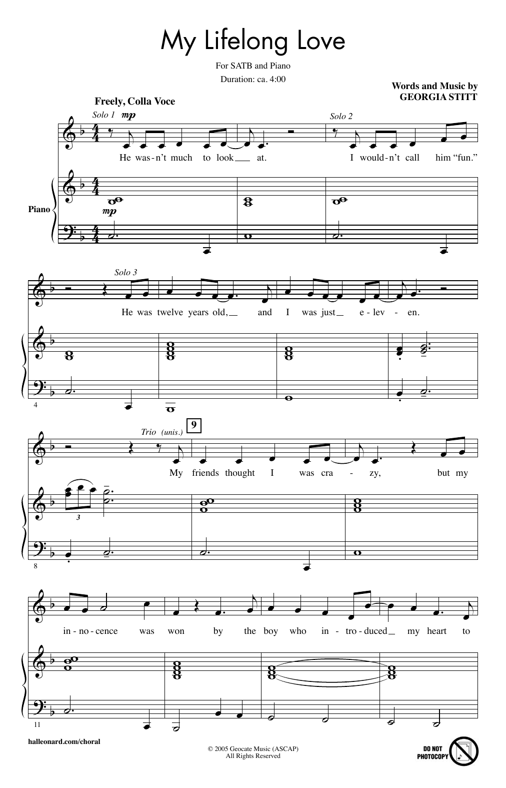 My Lifelong Love (SATB Choir) von Georgia Stitt