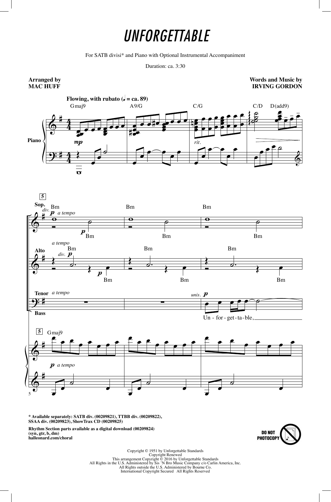 Unforgettable (arr. Mac Huff) (SATB Choir) von Louis Armstrong