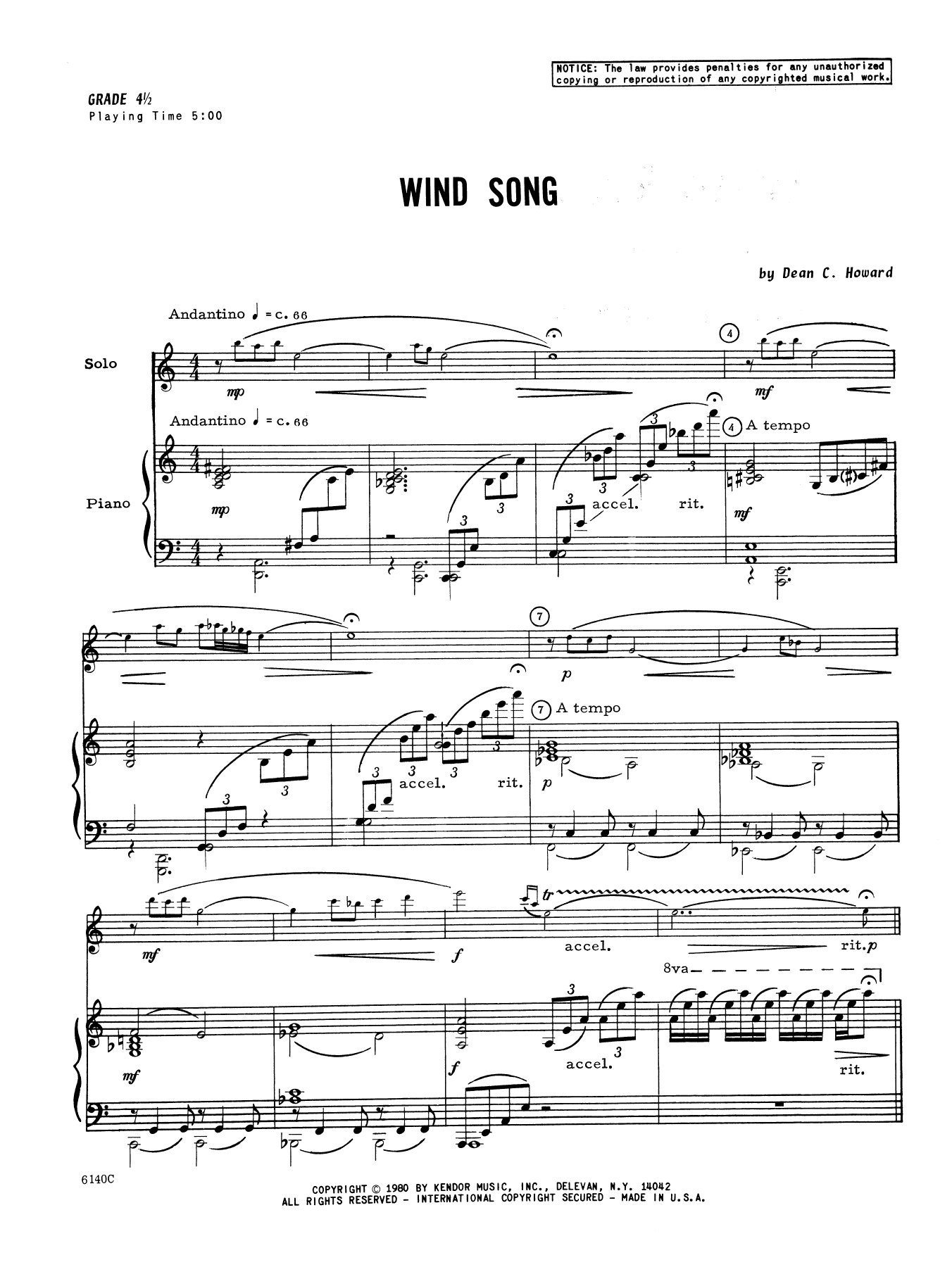 Wind Song - Piano (Woodwind Solo) von Howard