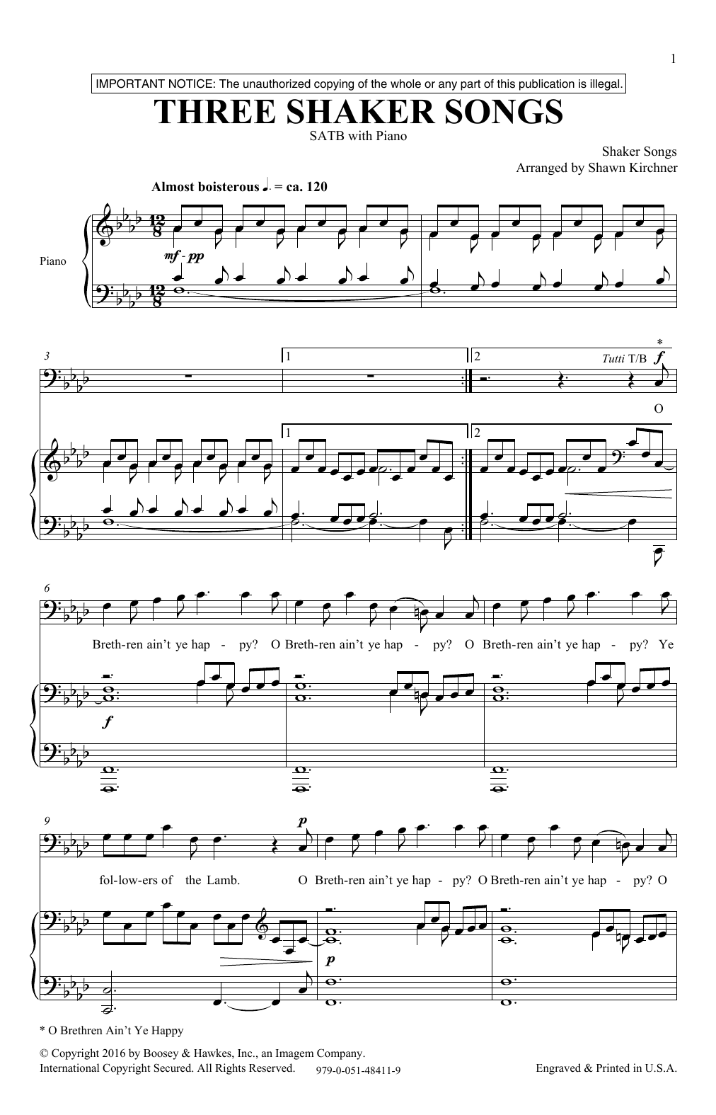 Three Shaker Songs (SATB Choir) von Shawn Kirchner