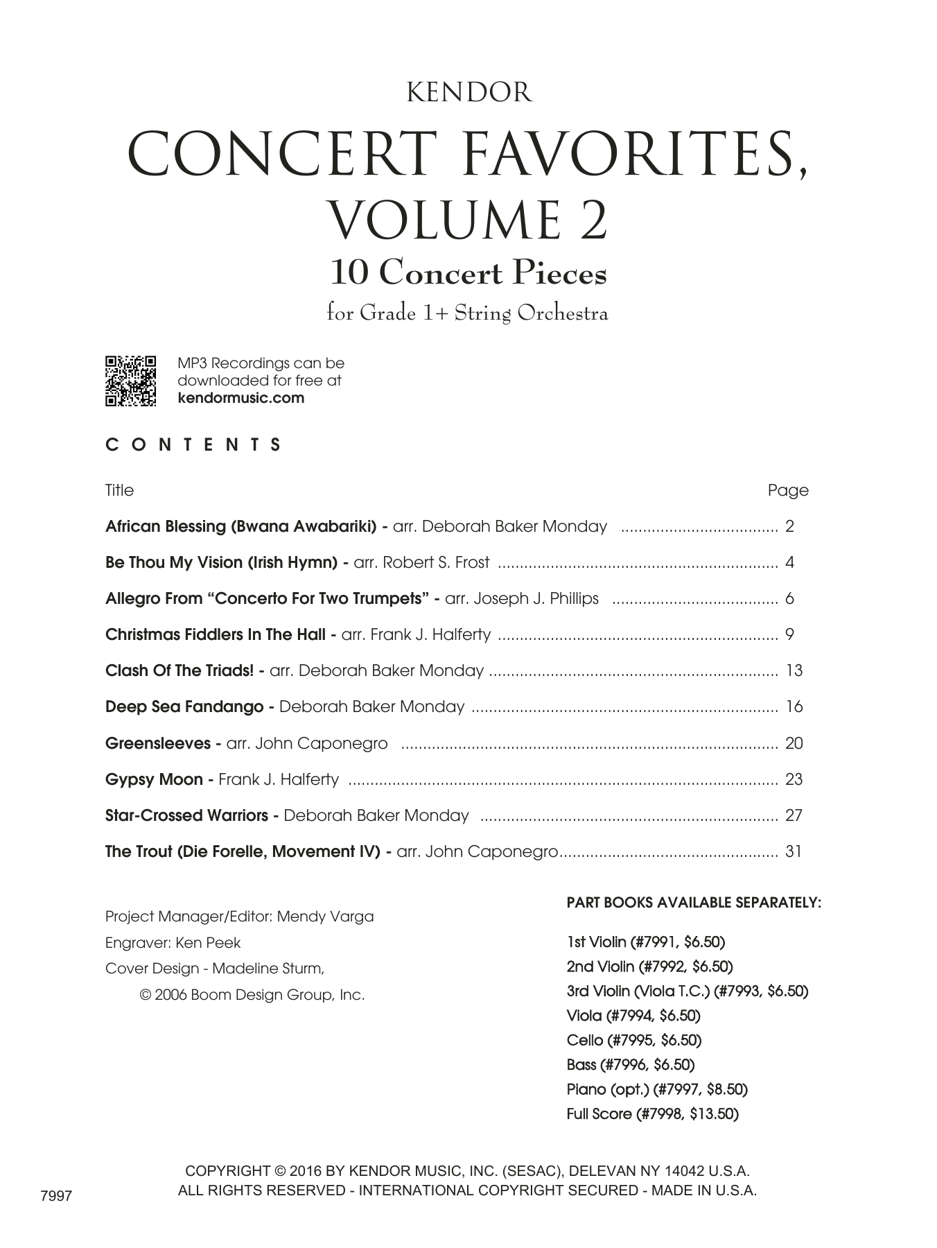 Kendor Concert Favorites, Volume 2 - Piano (opt.) - Piano (optional) (Orchestra) von Various