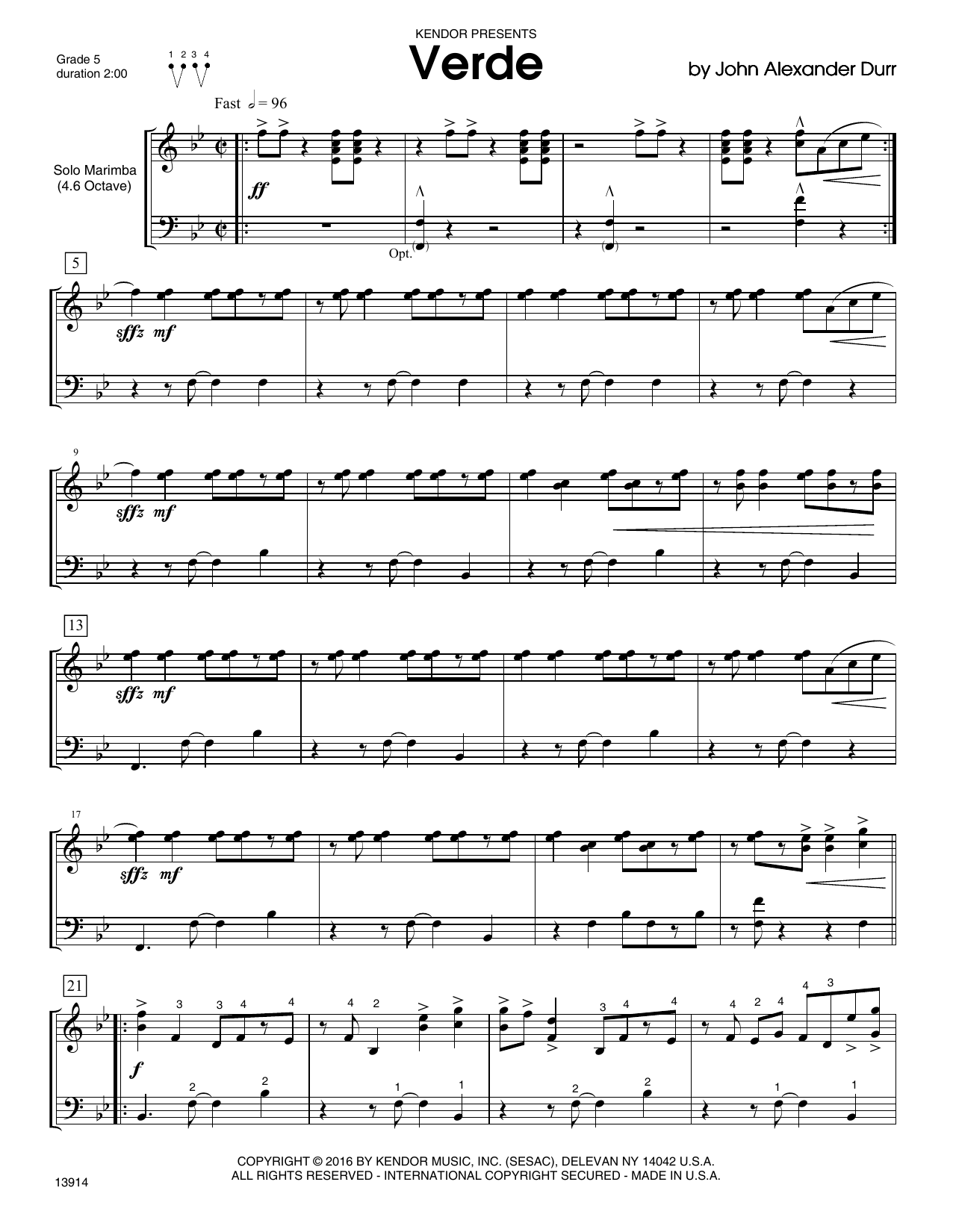 Verde (Percussion Solo) von John Alexander Durr