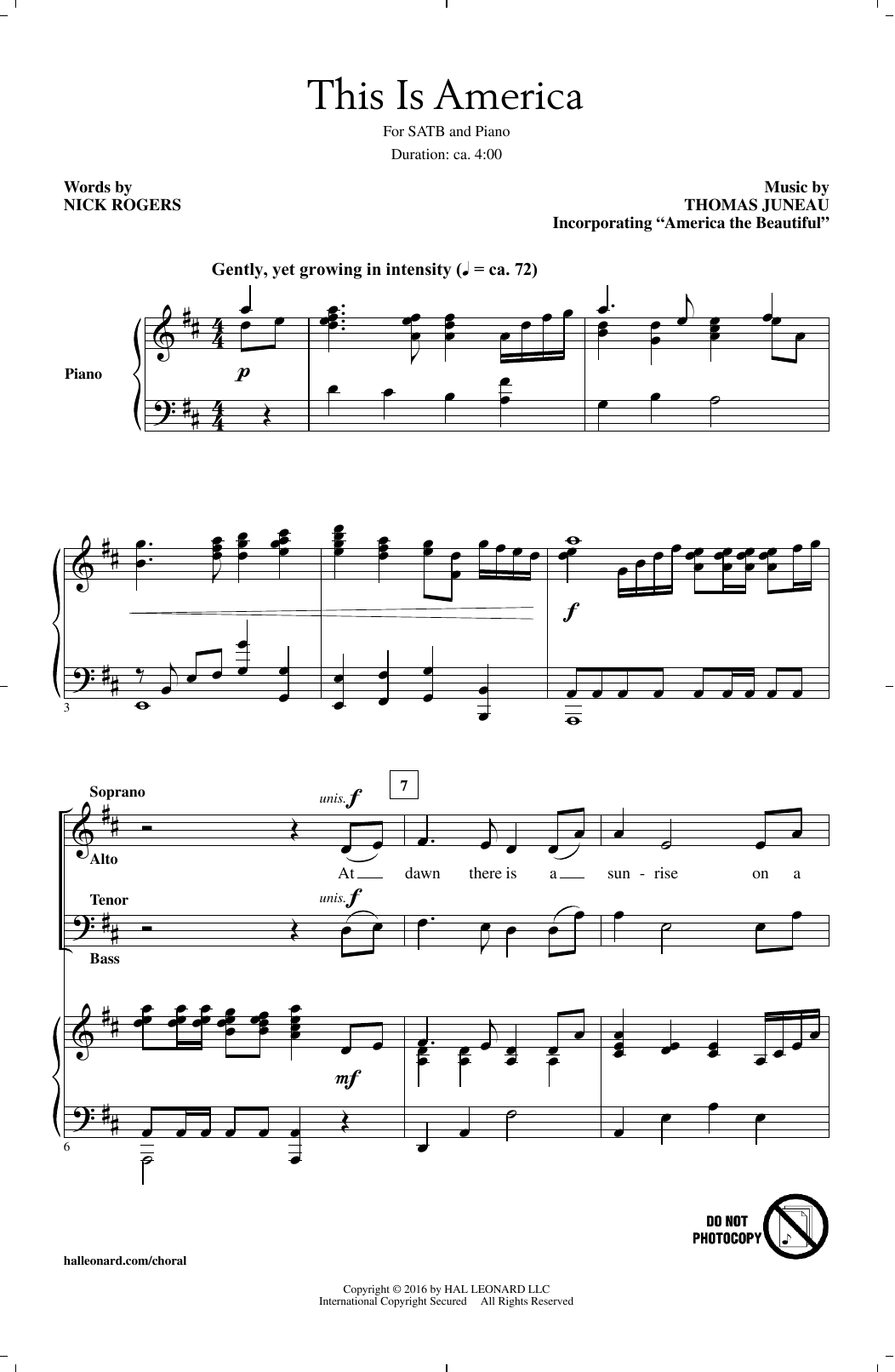 This Is America (SATB Choir) von Thomas Juneau