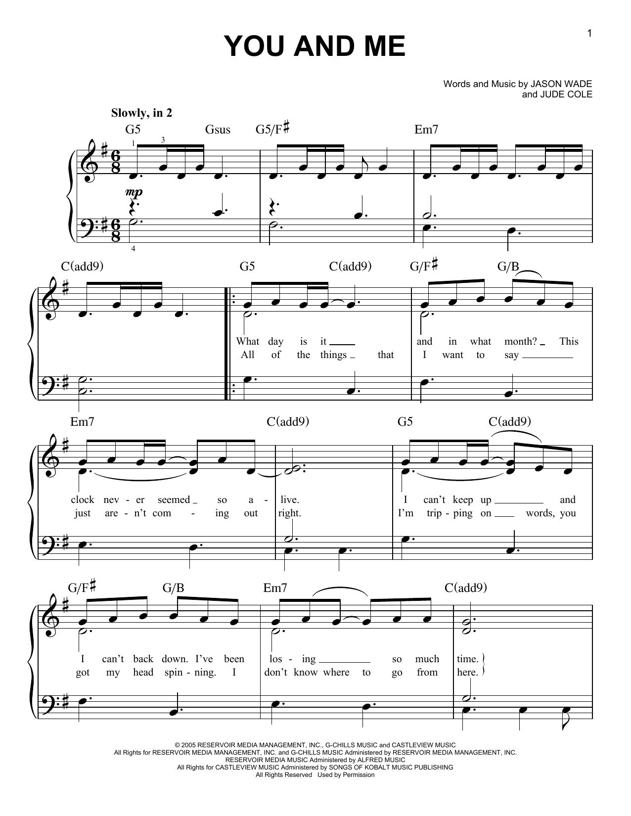 You And Me (Easy Piano) von Lifehouse