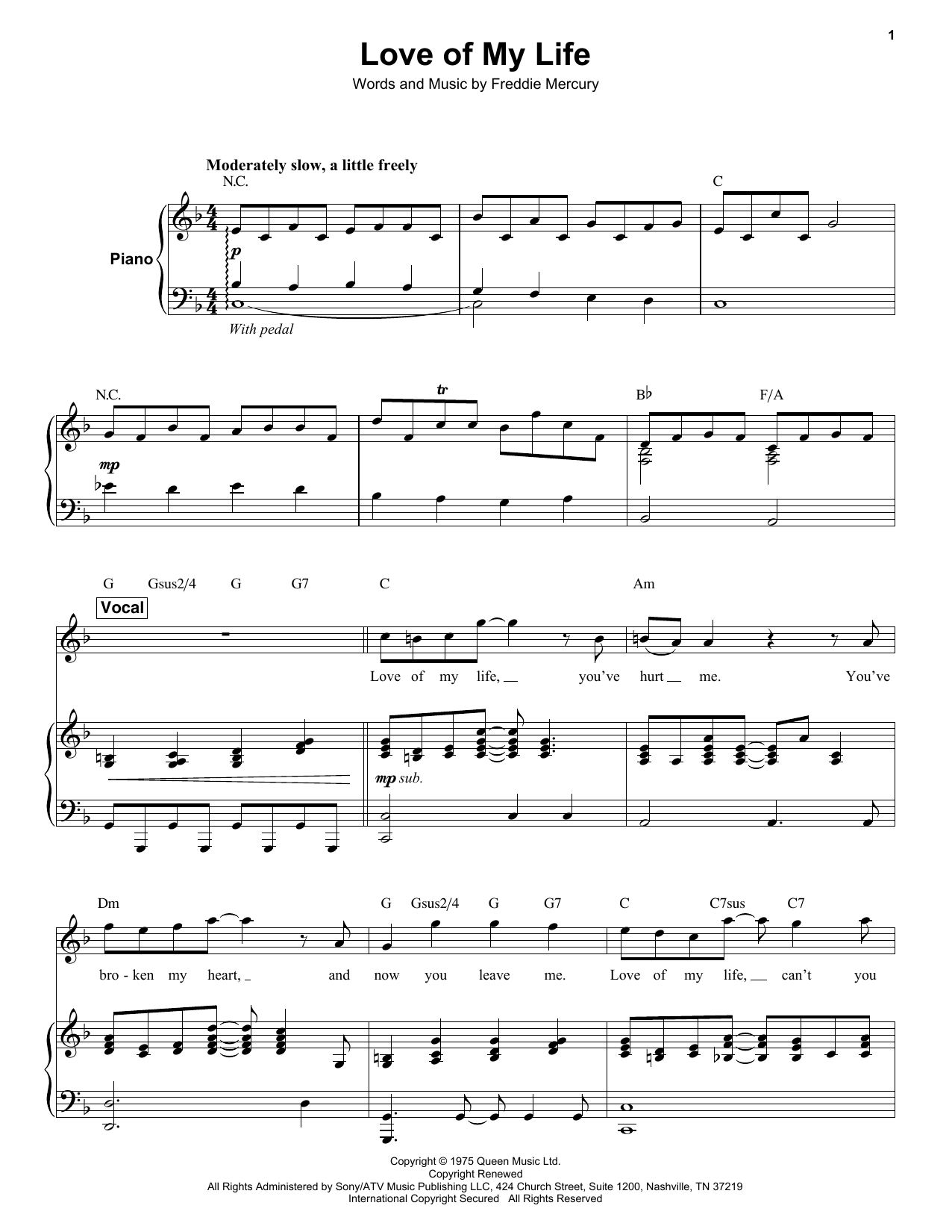 Love Of My Life (Keyboard Transcription) von Queen