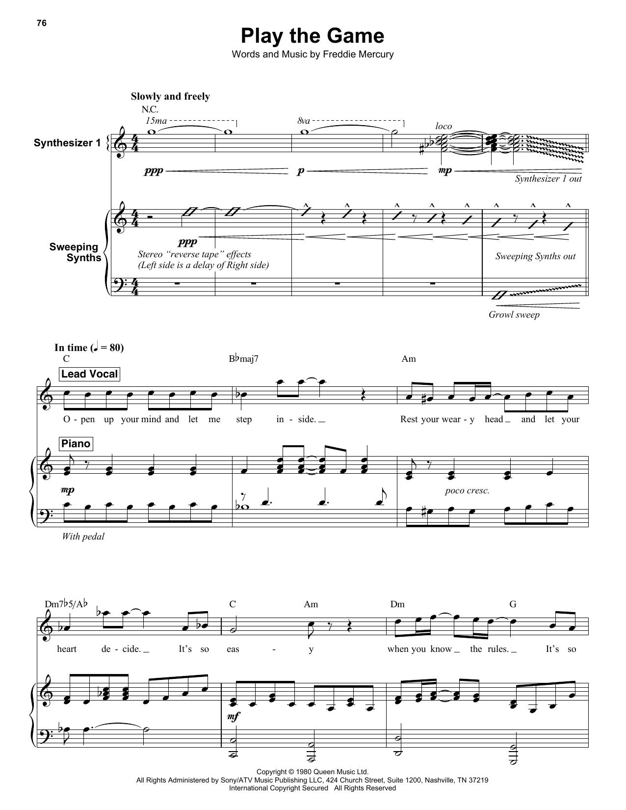 Play The Game (Keyboard Transcription) von Queen