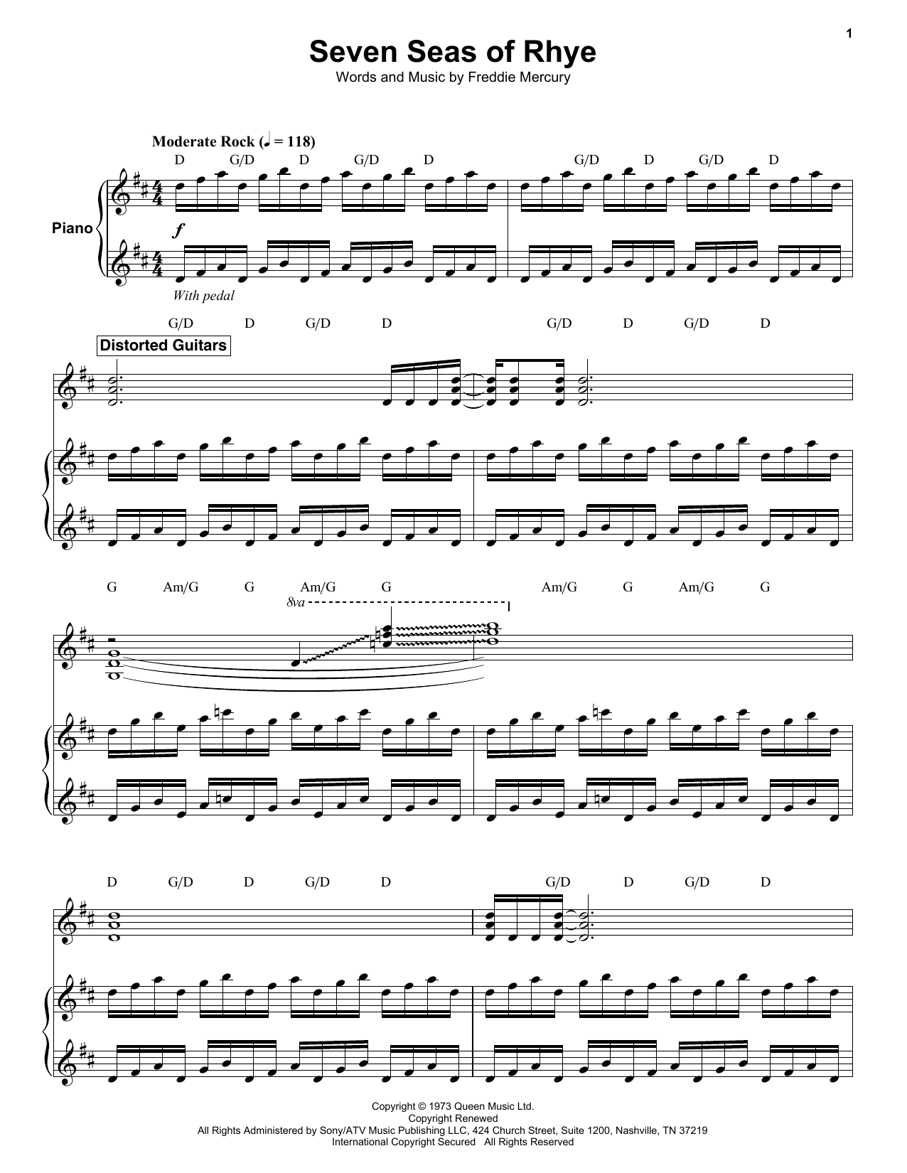 Seven Seas Of Rhye (Keyboard Transcription) von Queen