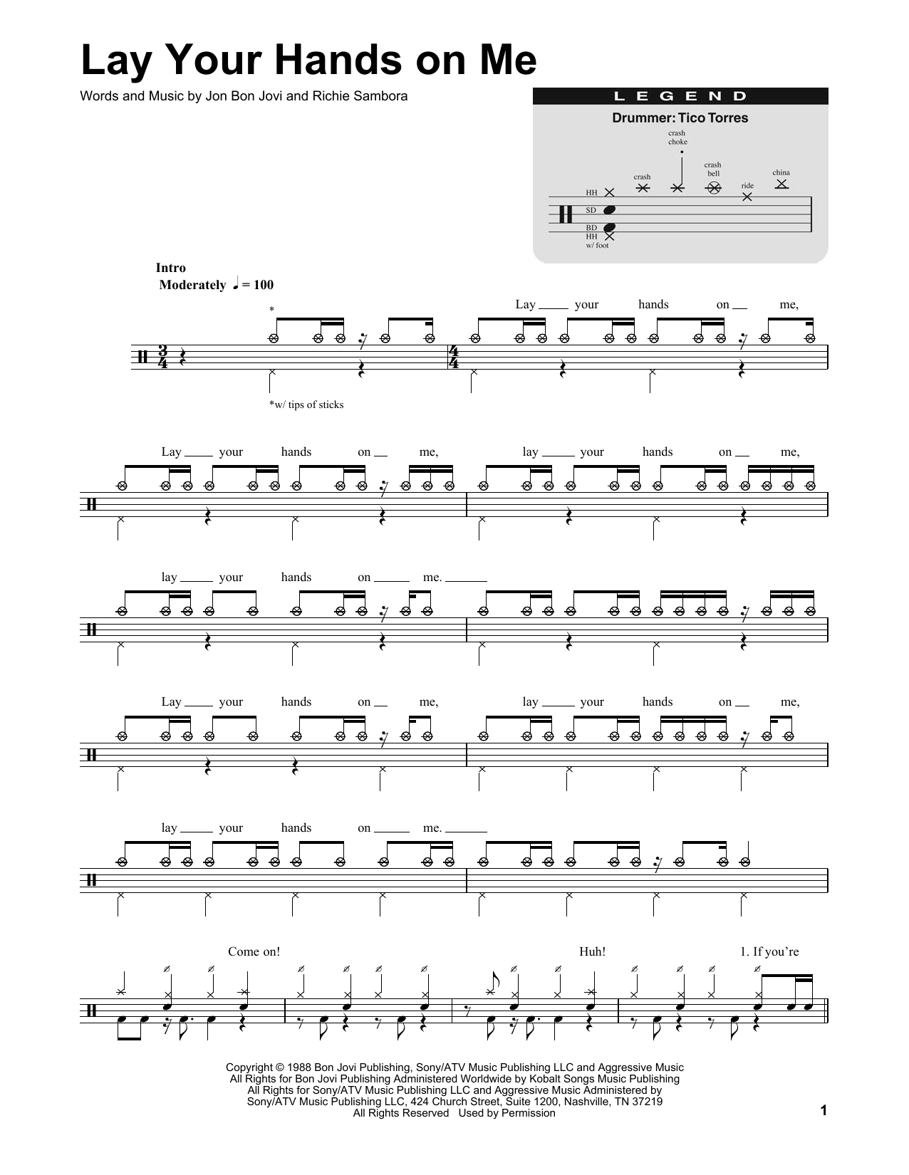 Lay Your Hands On Me (Drums Transcription) von Bon Jovi