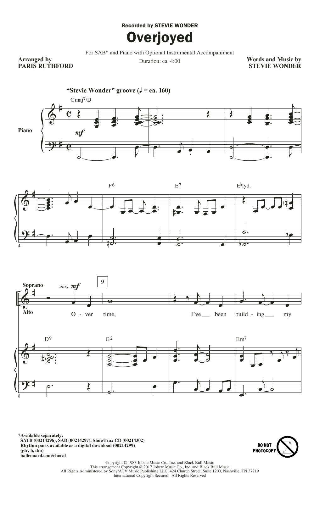 Overjoyed (SAB Choir) von Paris Rutherford