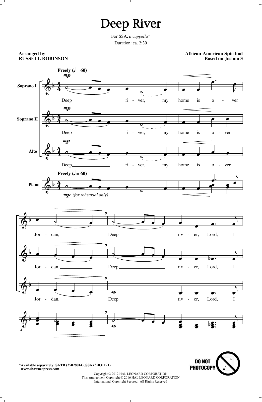 Deep River (SSA Choir) von Russell Robinson