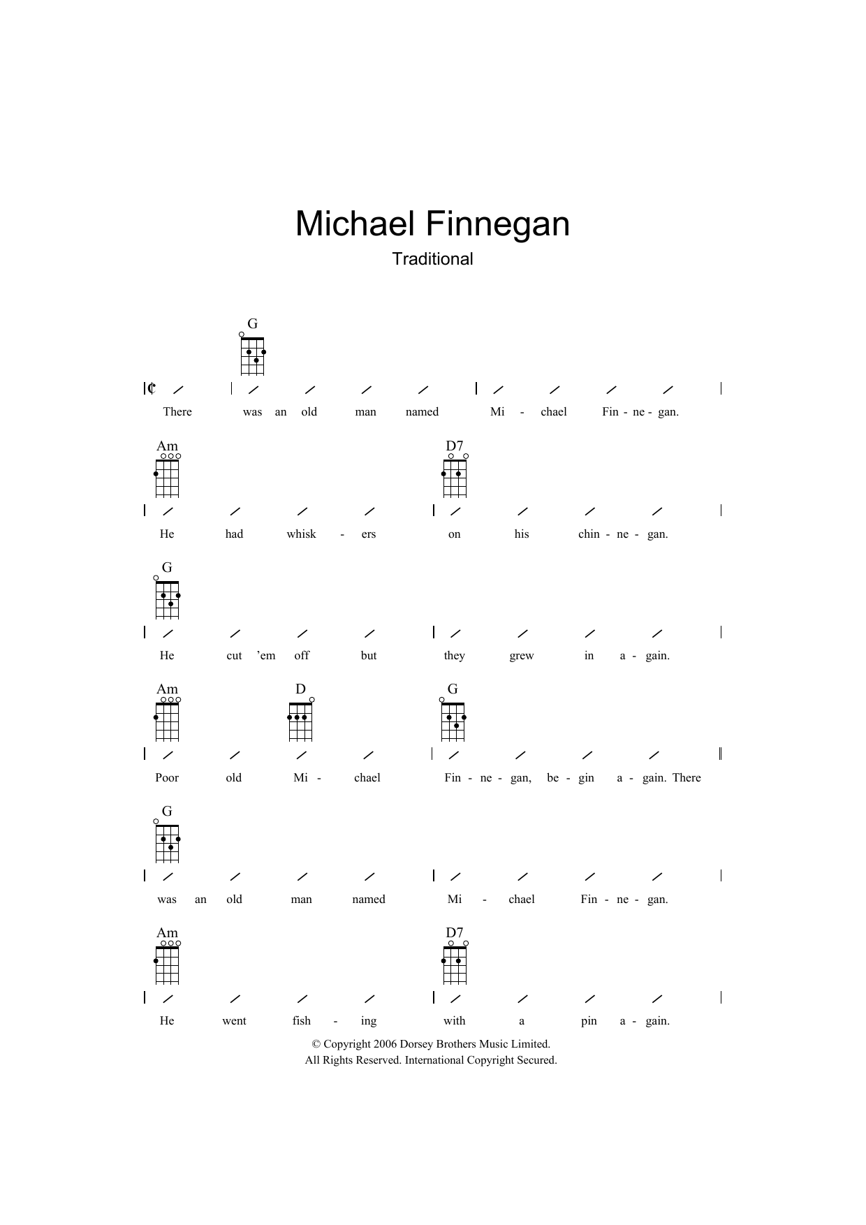 Michael Finnegan (Ukulele Chords/Lyrics) von Traditional