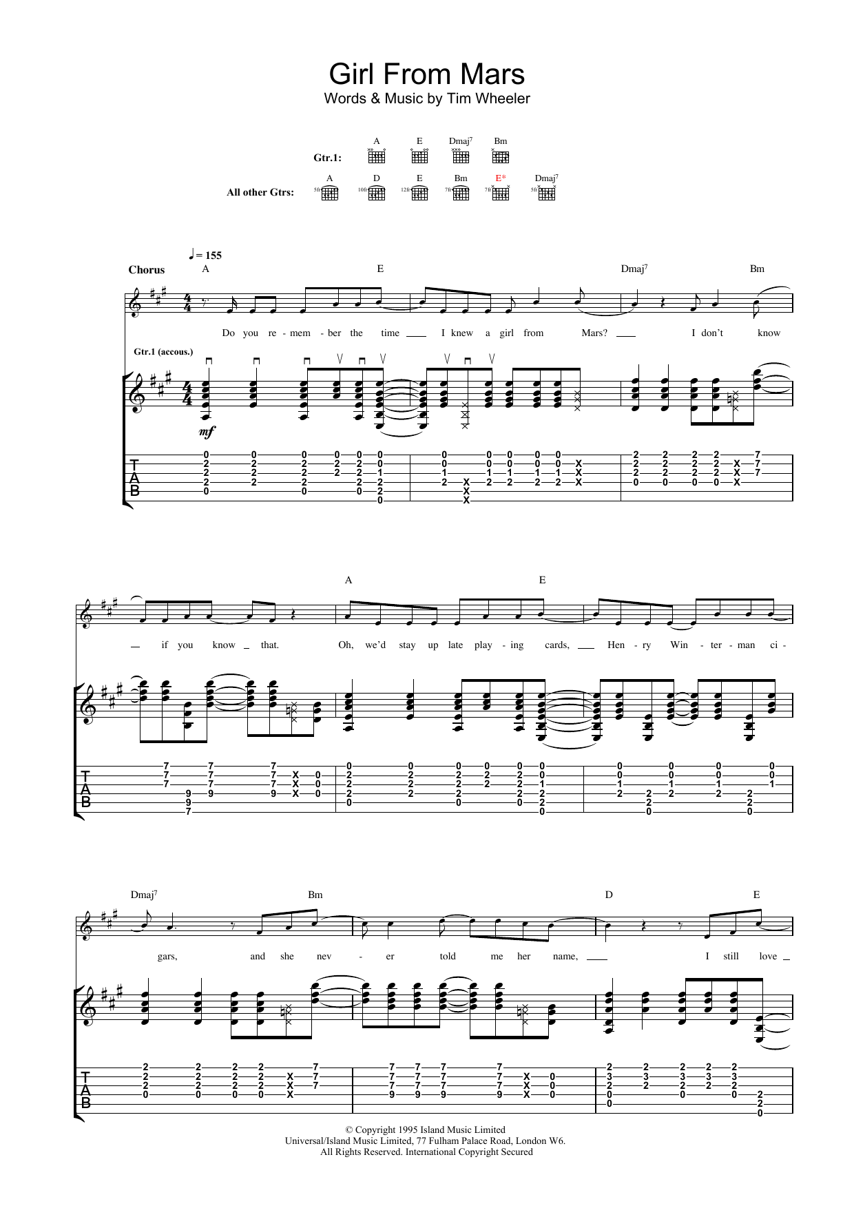 Girl From Mars (Guitar Tab) von Ash