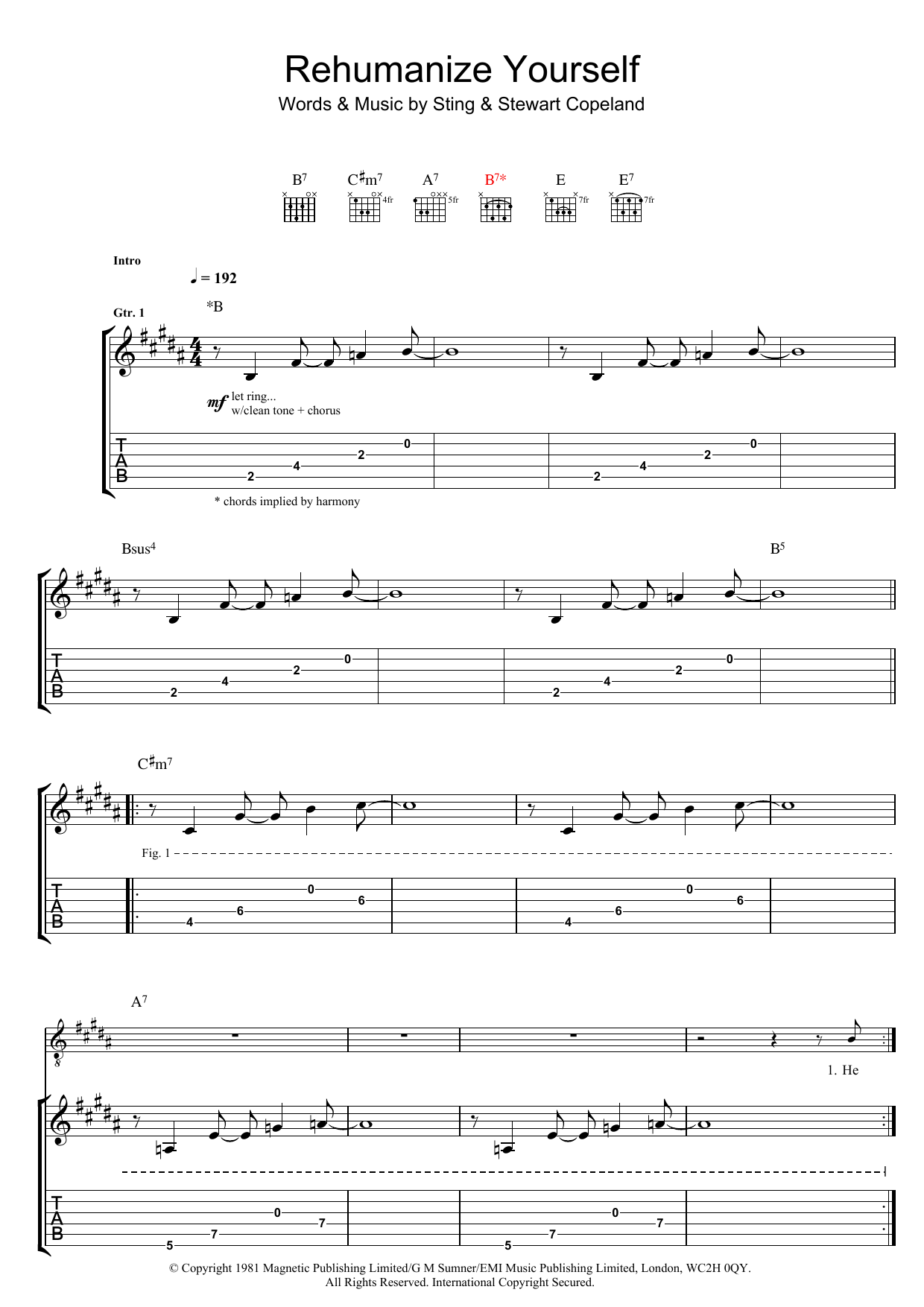 Rehumanize Yourself (Guitar Tab) von The Police