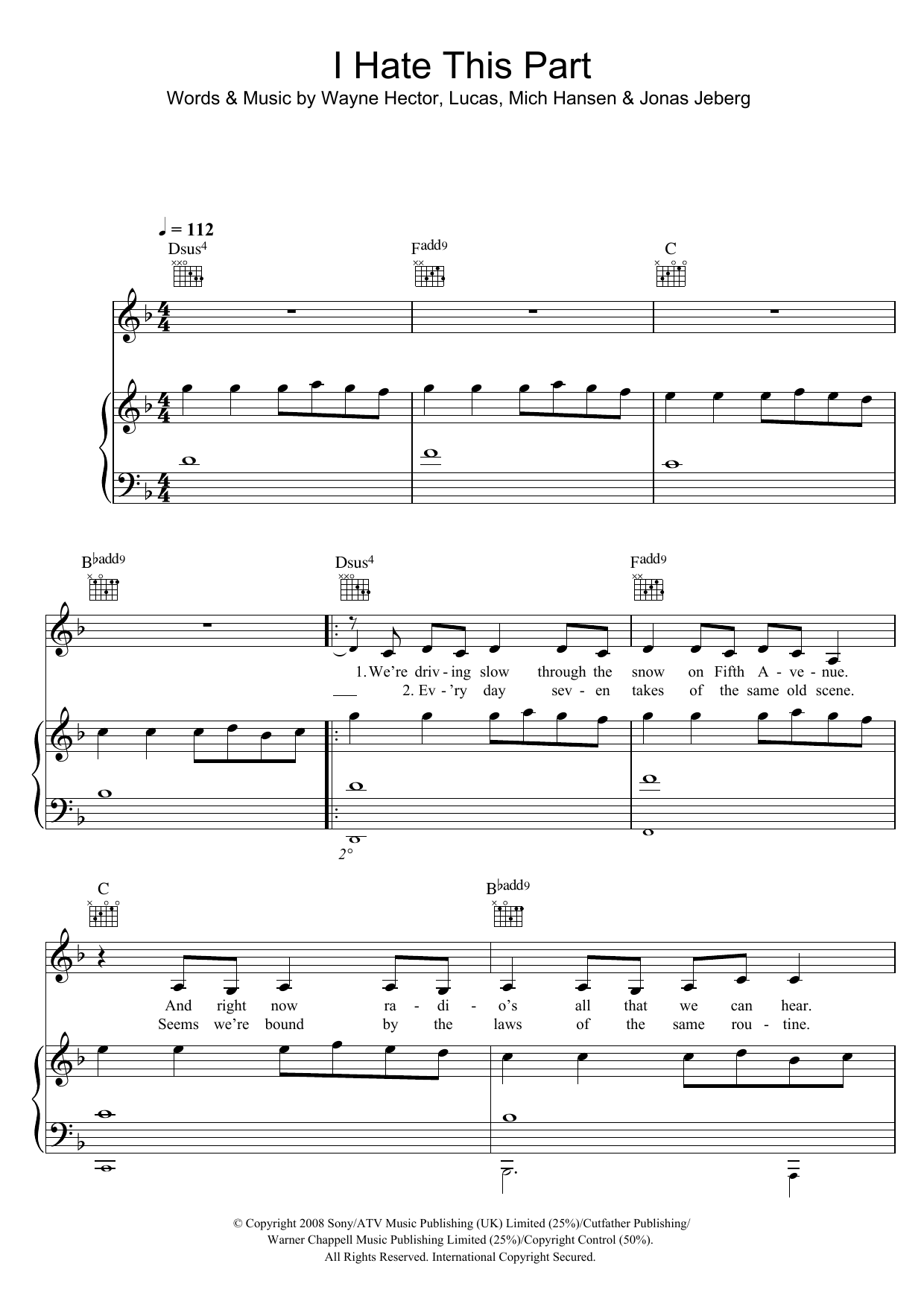 I Hate This Part (Piano, Vocal & Guitar Chords) von Pussycat Dolls