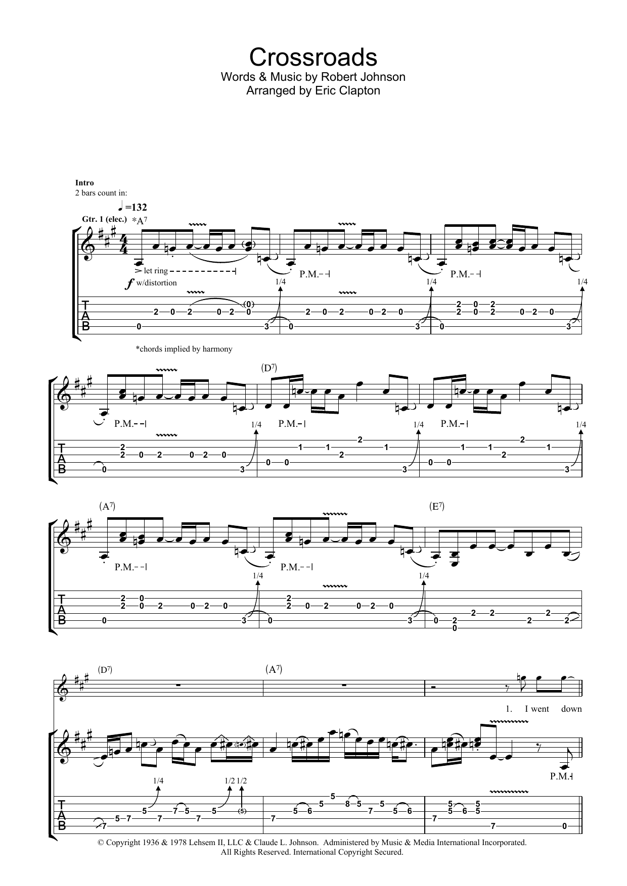 Cross Road Blues (Crossroads) (Guitar Tab) von Cream