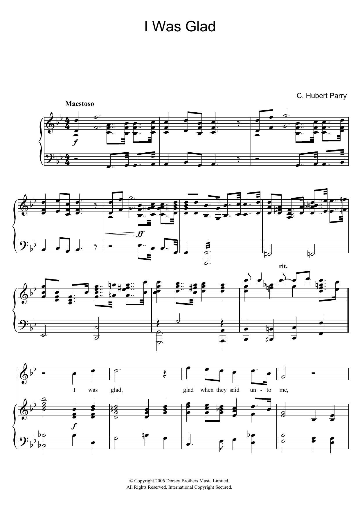 I Was Glad (Piano & Vocal) von Hubert Parry