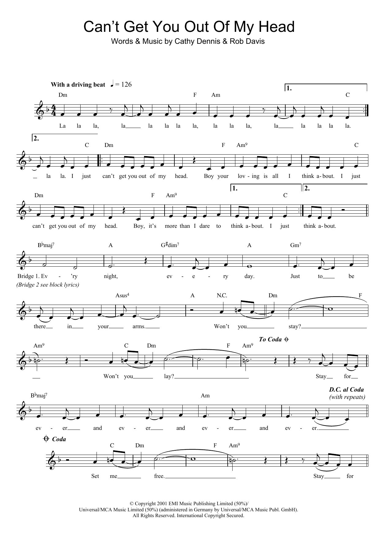 Can't Get You Out Of My Head (Lead Sheet / Fake Book) von Kylie Minogue