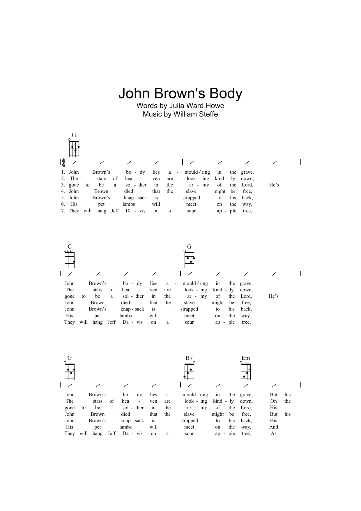 John Brown's Body (Ukulele Chords/Lyrics) von Traditional